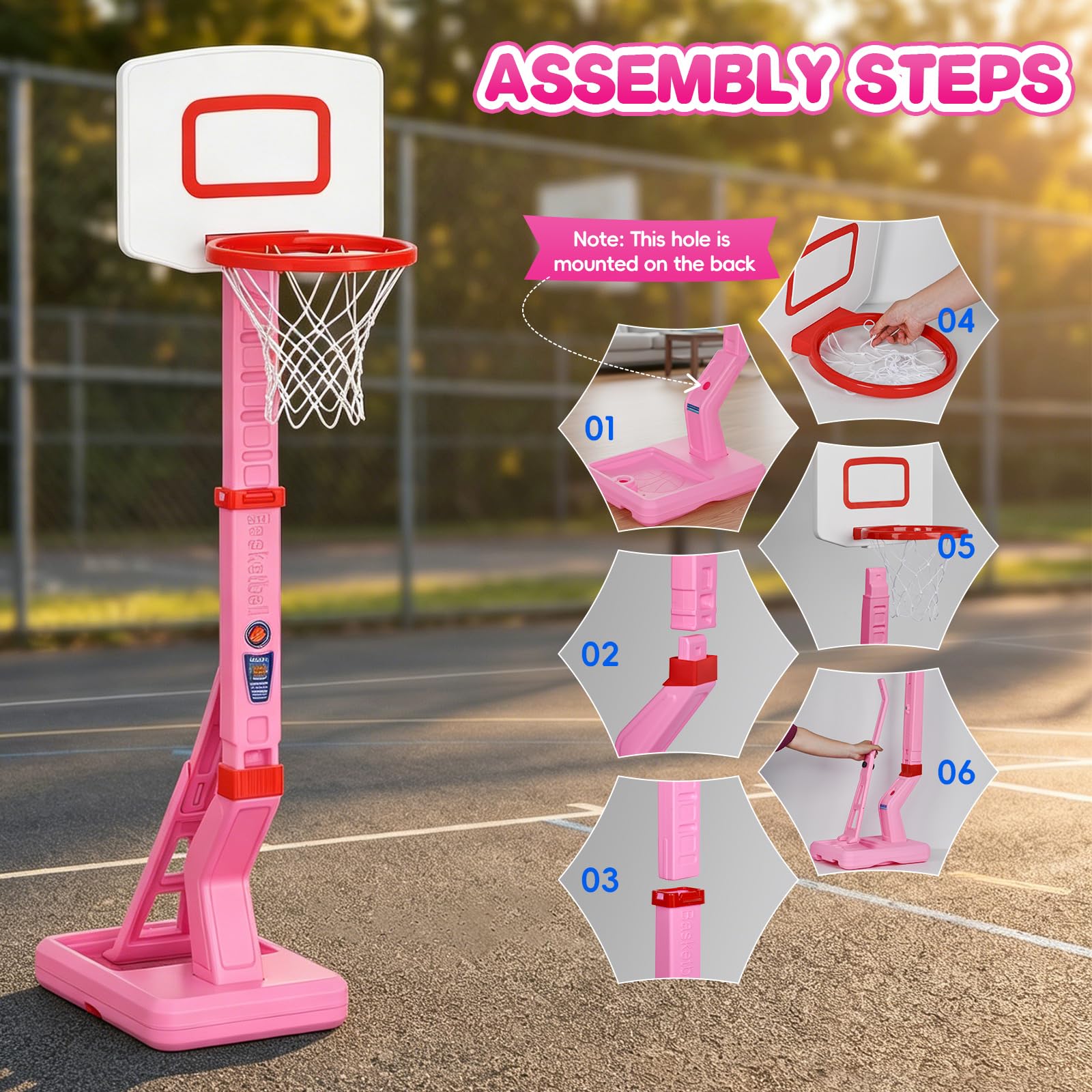 Canestro Basket Bambini, Altezza Regolabile 70-138 CM Con Supporto Mini Canestro Basket Da Camera Per Giochi Per Bambini Dai 3 Agli 8 Anni