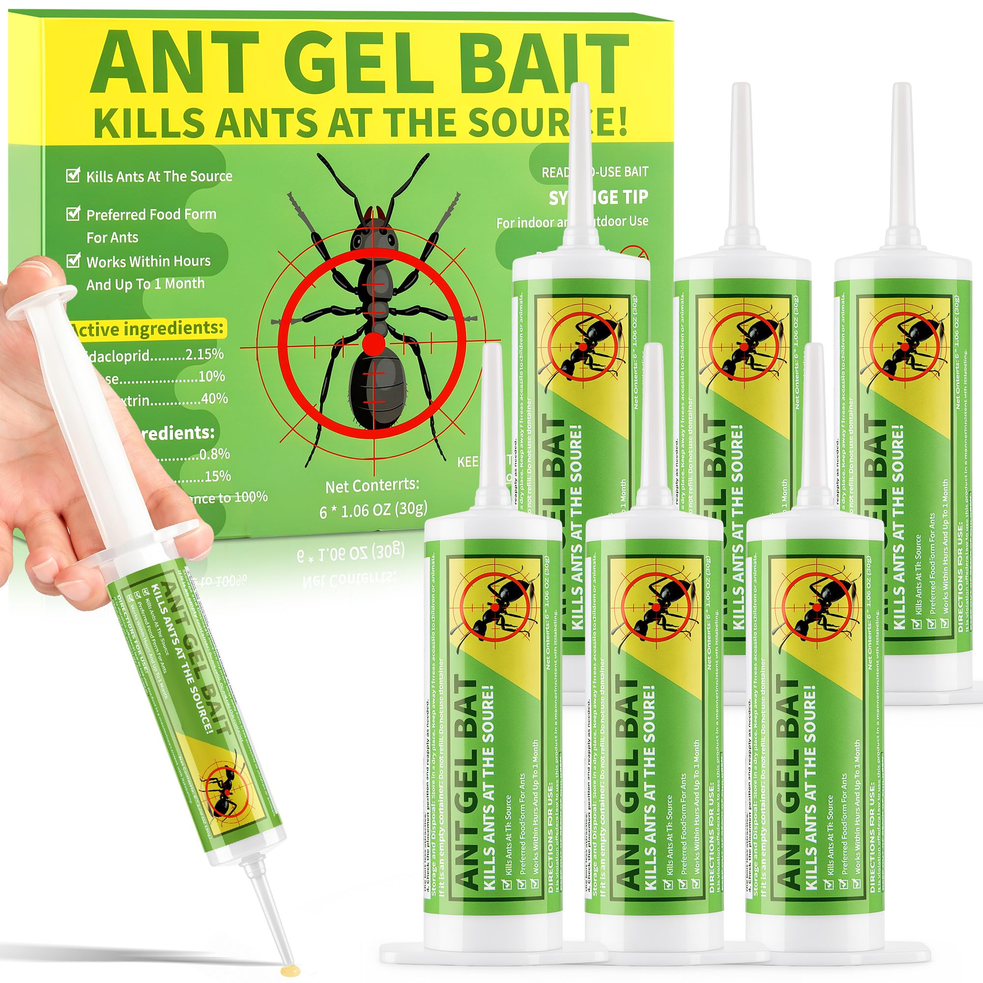 6 Tuben Ameisen Repellent Gel (30g), Gebrauchsfertige Ameisengelköder | Geeignet für Haus und Garten und Sicher, Geruchlos