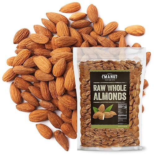 Almendra cruda de 64 onzas (4 libras)  Natural  Entero  Probado por lotes sin gluten y maní  Sin PPO  Sin OGM  Sin herbicida  Impulso saludable de