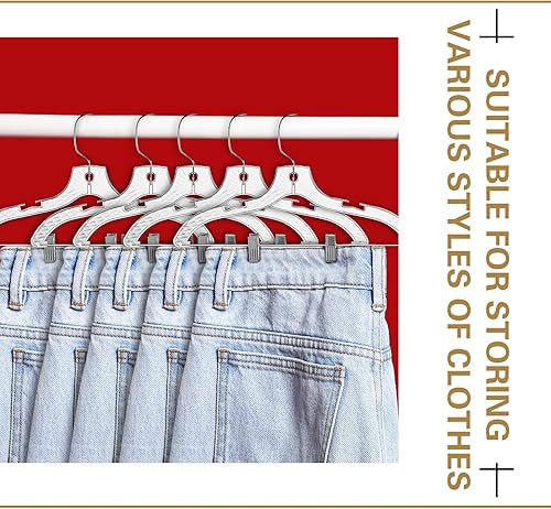 Miniatura 6 de Wesiti Paquete de 60 perchas transparentes para ropa a granel de 17 pulgadas, perchas de plástico con corte de cristal, perchas para abrigos,