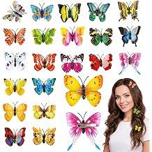 VGOODALL 50Pcs Butterfly Hair Clips and Pins, Colorful 4D Plastic Hair Accessories for DIY Crafts Home Decor