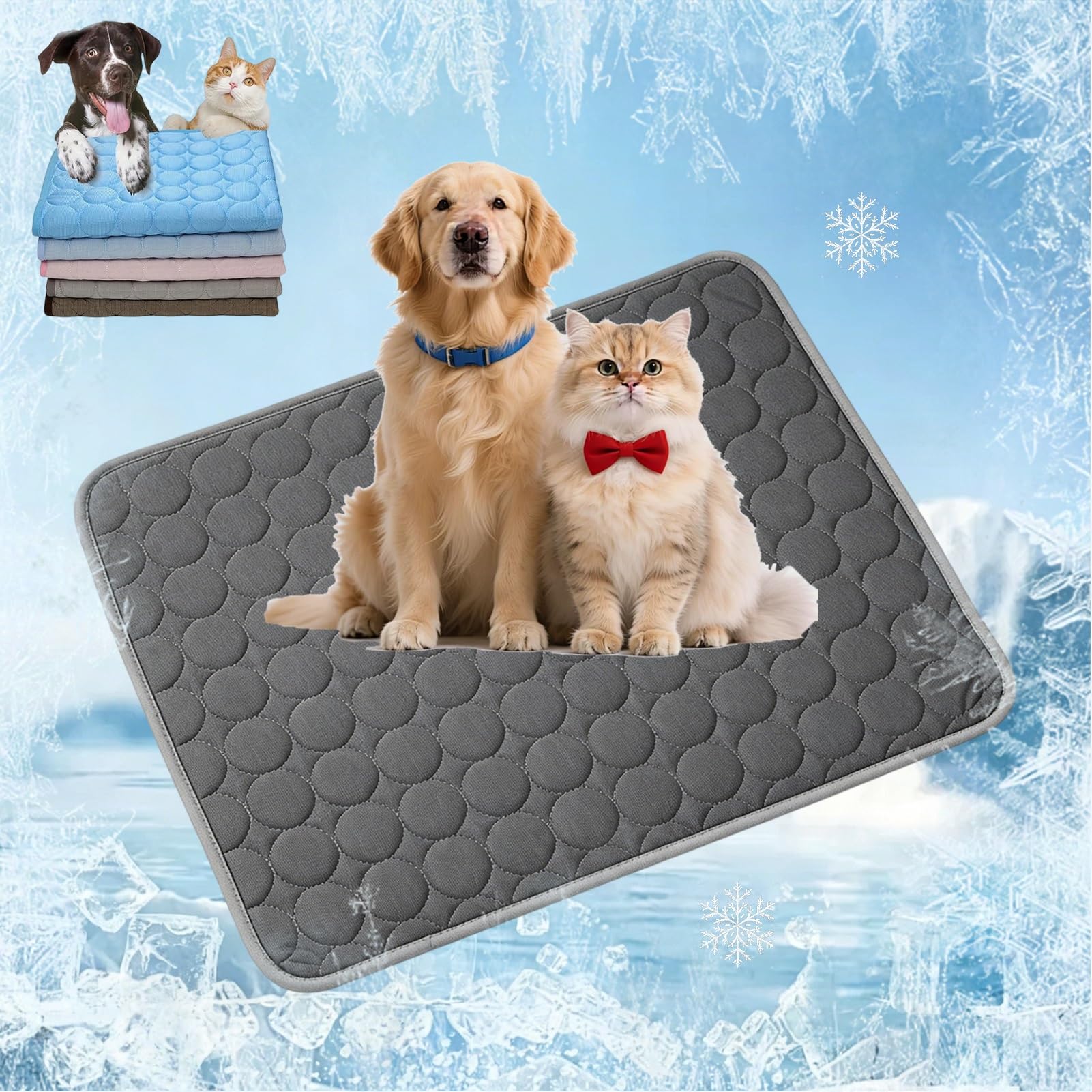 Chillpaws Cooling Mat, Ice Silk Pet Cooling Mat(Dark gray,2XL-145x100cm)