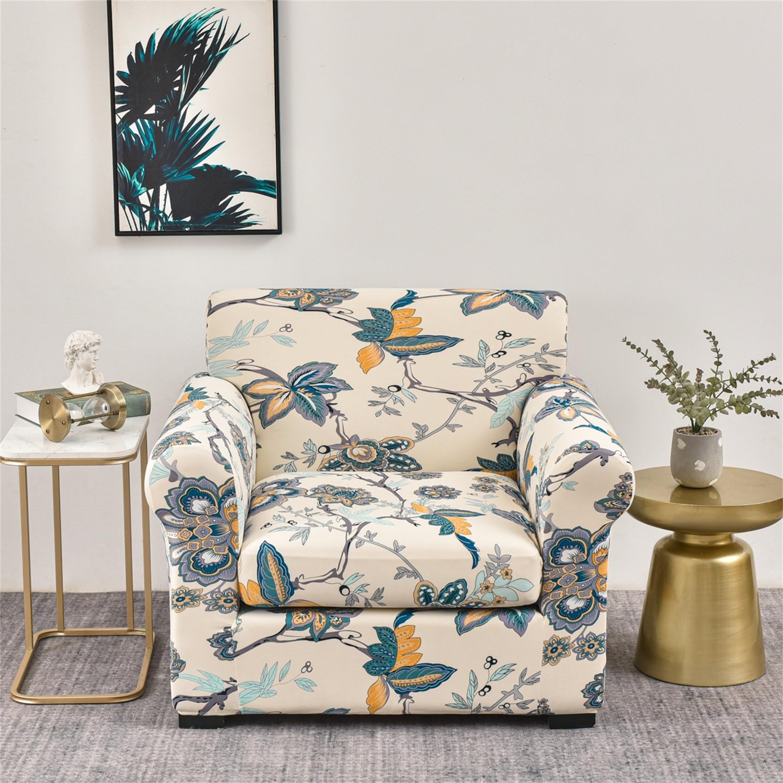 Mateju Sofa Cover 1/2/3 Seater with Separate Cushions, Floral Print Stretch Couch Covers Sofa Slipcover Universal Armchair Cover Replacement Furniture Protector (1 seater,Countryside)