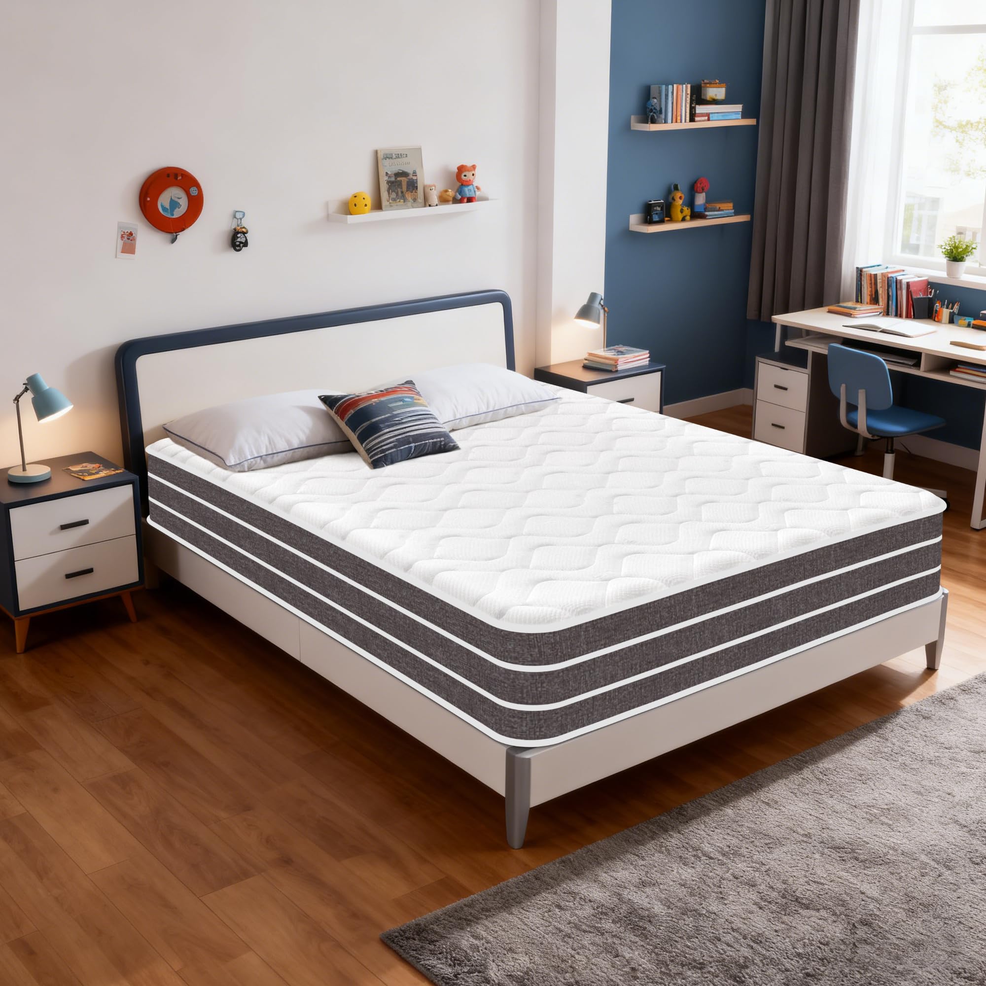 Materasso 140x190, Altezza 30 cm, Materasso Ibrido a Molle Insacchettate e Memory Foam, Medio-Ferma, Struttura a 9 Zone, Ortopedico, Certificato OEKO-TEX, Antiallergico, Traspirante, Senza Movimenti