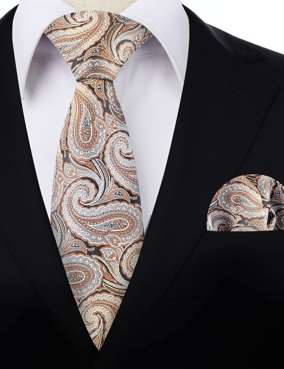 Alizeal Mens Gradient Paisley Necktie and Pocket Square Set - Image 4