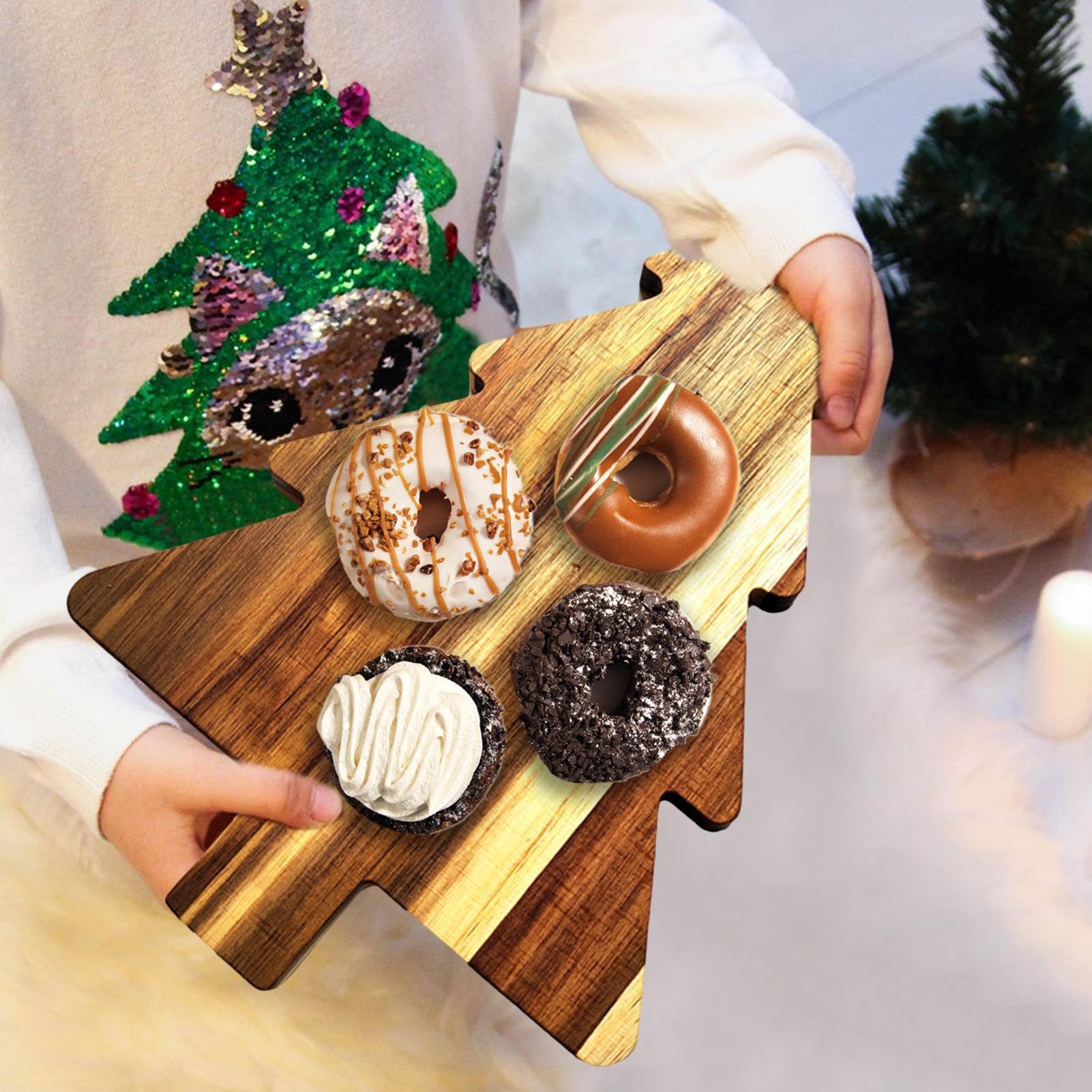 Plateau De Noël En Bois | Planches De Service à Sur Le Thème De Noël – Ustensiles De Service De Cuisine Pour Viande, Fromage, Légumes