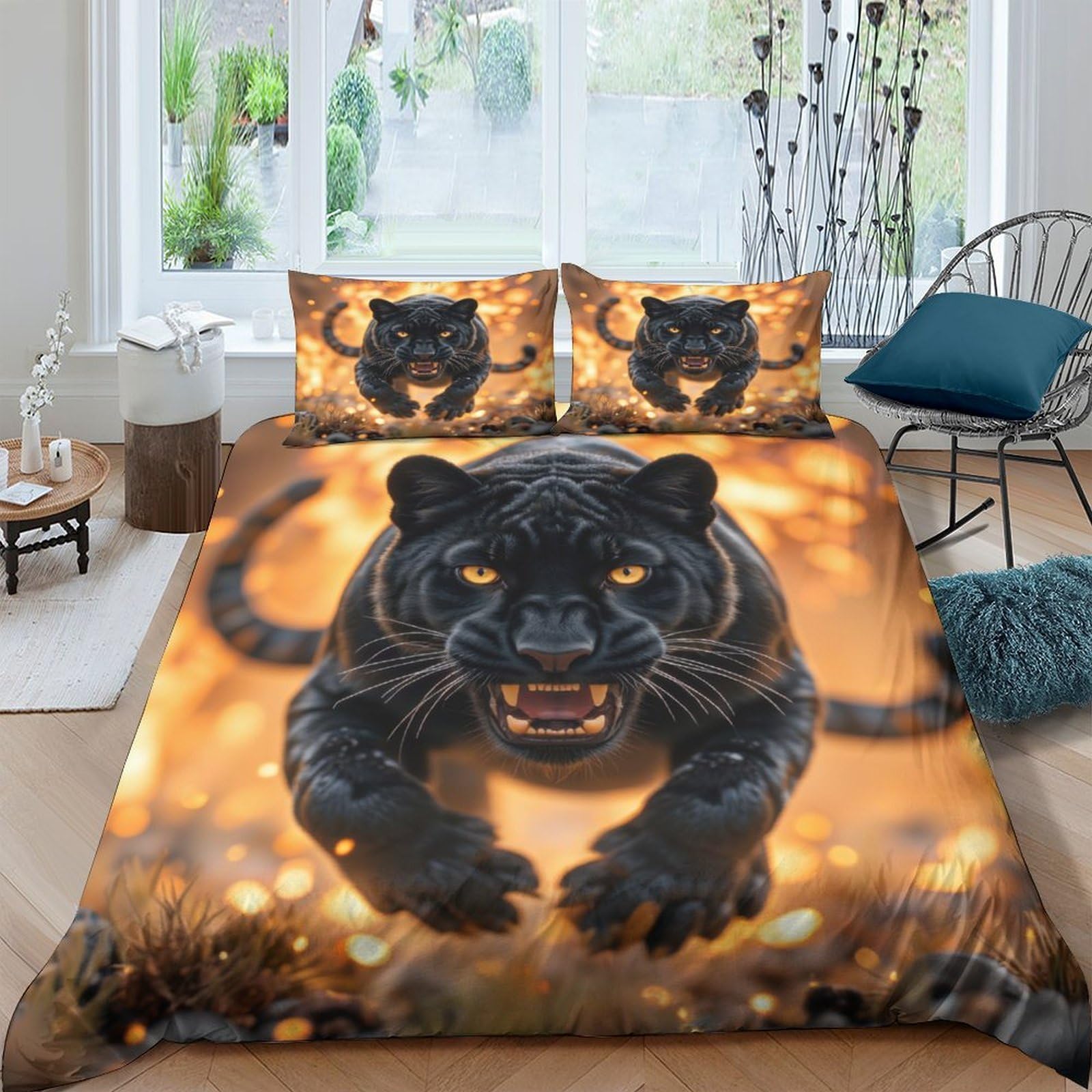 Ctjqhvkz Style-7 3D Printed Black Panther Fitted Sheet Microfiber Soft Breathable Wild Cat Mattress Cover For Bedroom Dorm Decor Single（135X200cm）