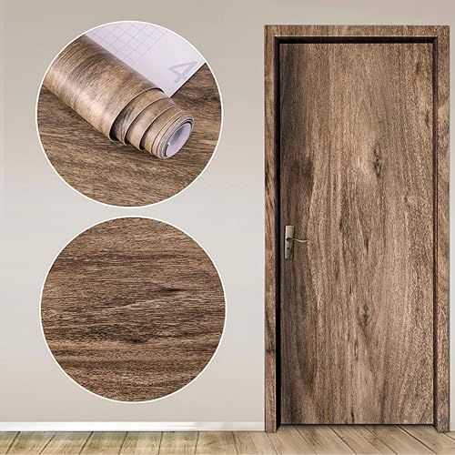 Miniatura 9 de Papel de contacto de madera papel pintado de madera arranca y pega, 17.7 x 78.7 pulgadas, papel pintado madera marrón grano madera papel de contacto