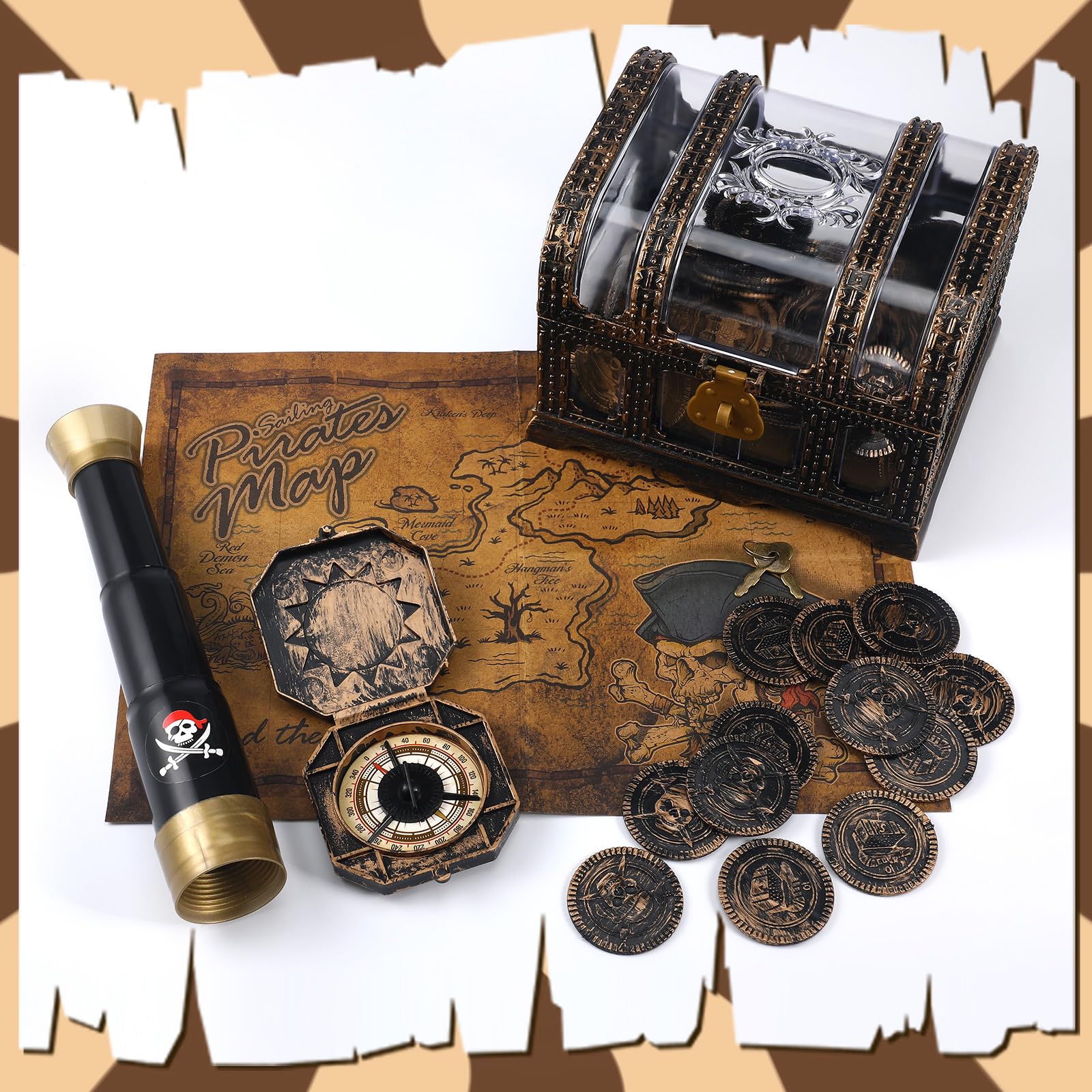 Amazon.com: Bencailor 104 Pcs Pirate Treasure, Chest Box