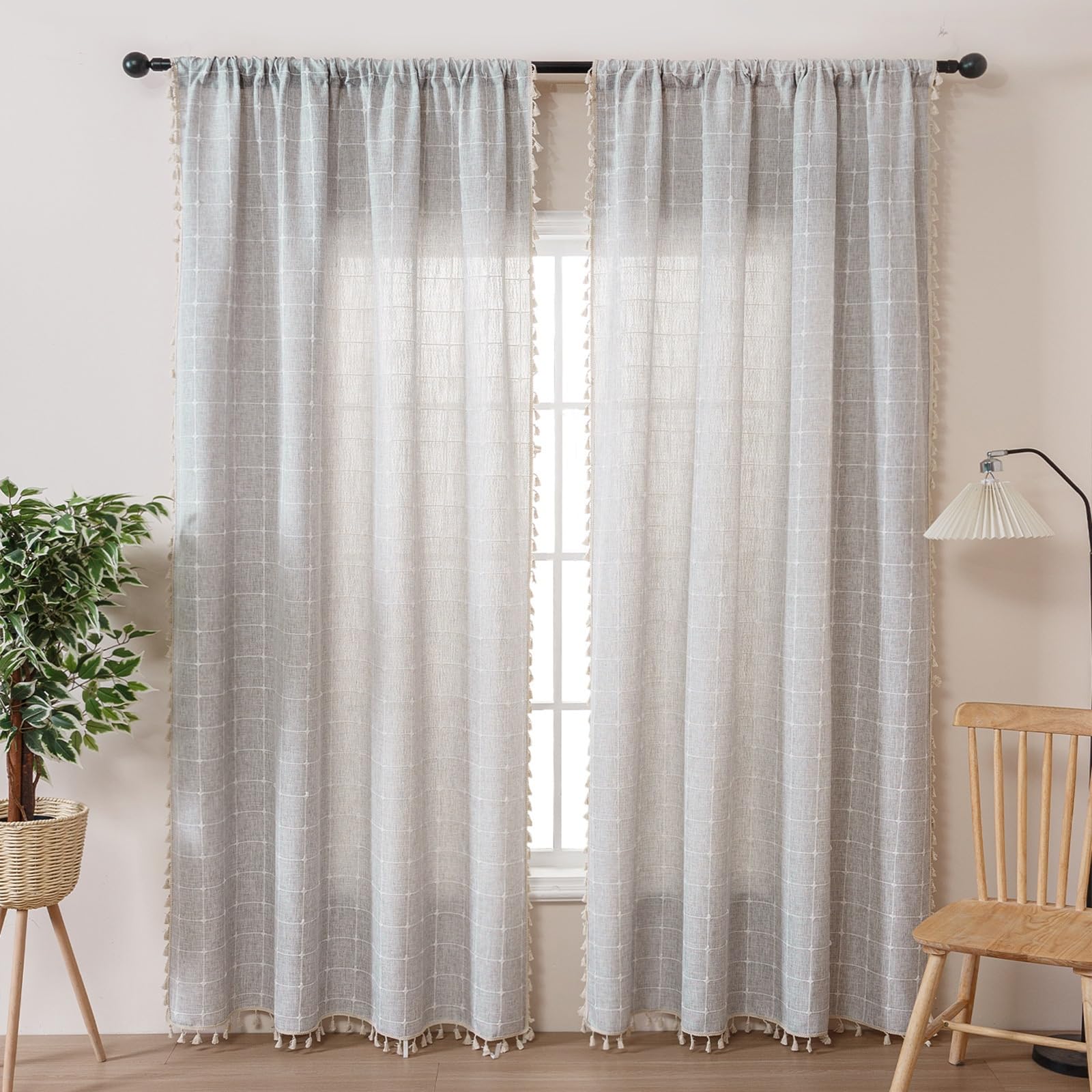Rideaux effet lin pour placard KnSam gris moderne | Idéal dressing et salon