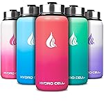 HYDRO CELL Stainless Steel Insulated Water Bottle with Straw - For Cold & Hot Drinks - Metal Vacuum Flask with Screw Cap and Modern Leakproof Sport Thermos for Adults (Coral/Punch 32oz)