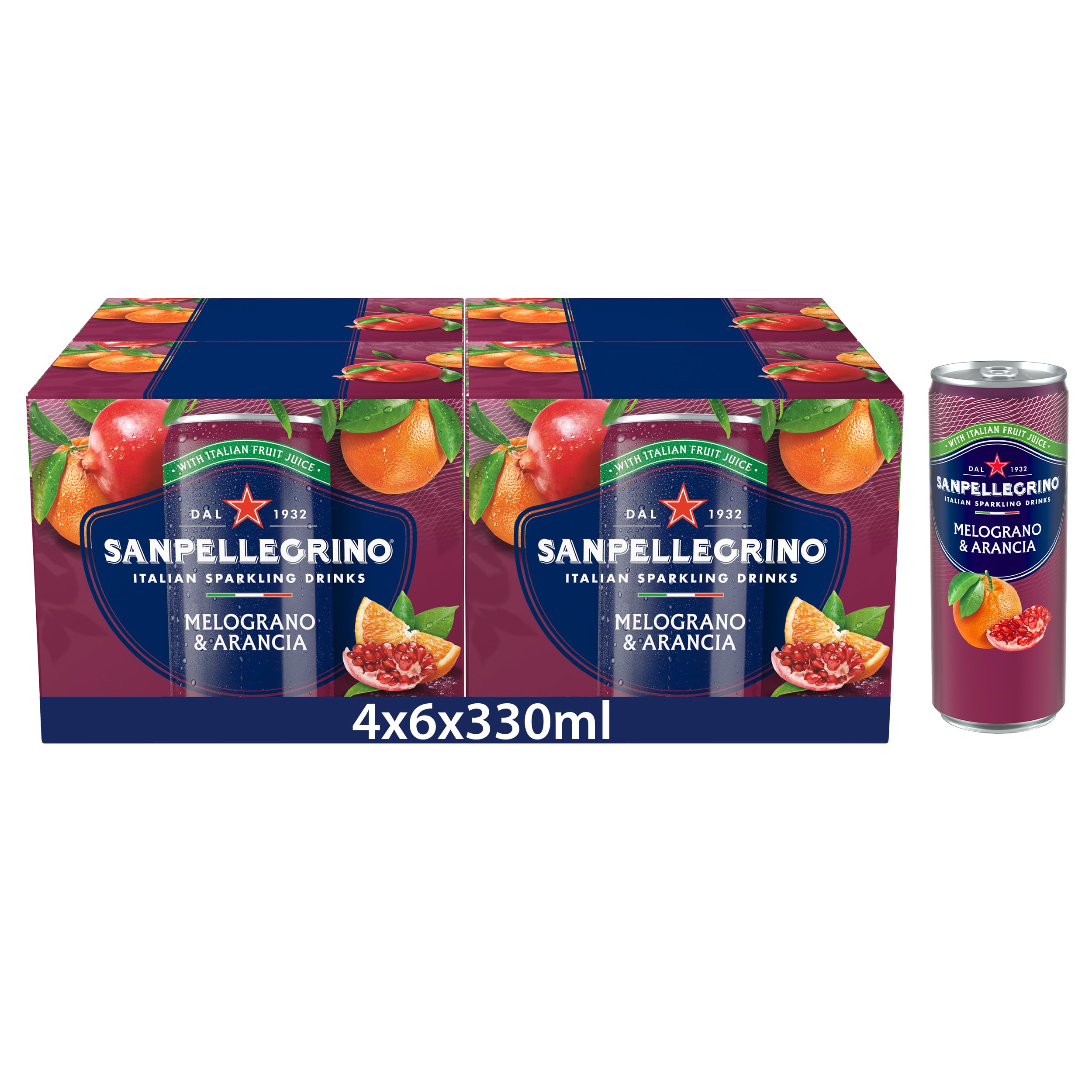 San Pellegrino Italian Sparkling Drinks Pomegranate & Orange 4x6x330ml