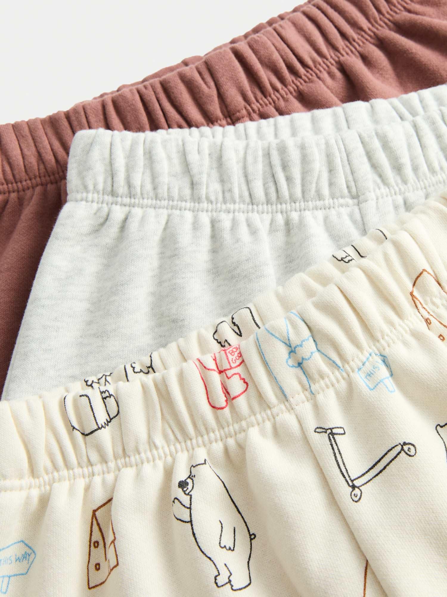 Marks & Spencer 3er-Pack Baby Jogginghosen mit Bärenmuster – Baumwollreich – Unisex für Jungen & Mädchen