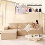 EJC 107 Inches Boneless Couch, Sofa Bed Couch for Living Room with Memory Foam, L Shaped-Left, Corduroy,Camel