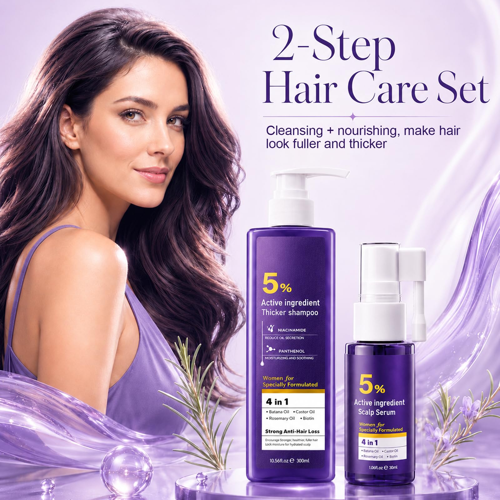 330ml Shampoo And Haarpflege Set, Rosmarin Shampoo, Scalp Hair Serum, NäHrende Und StäRkende Formel, Thickening, Reduces Shedding, FüR Gesundes Haar & Volumen