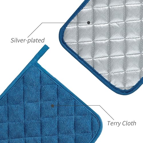 Miniatura 22 de Agarraderas de algodón, lavables a máquina, resistentes al calor, salvamanteles, para cocinar y hornear Gris Oscuro