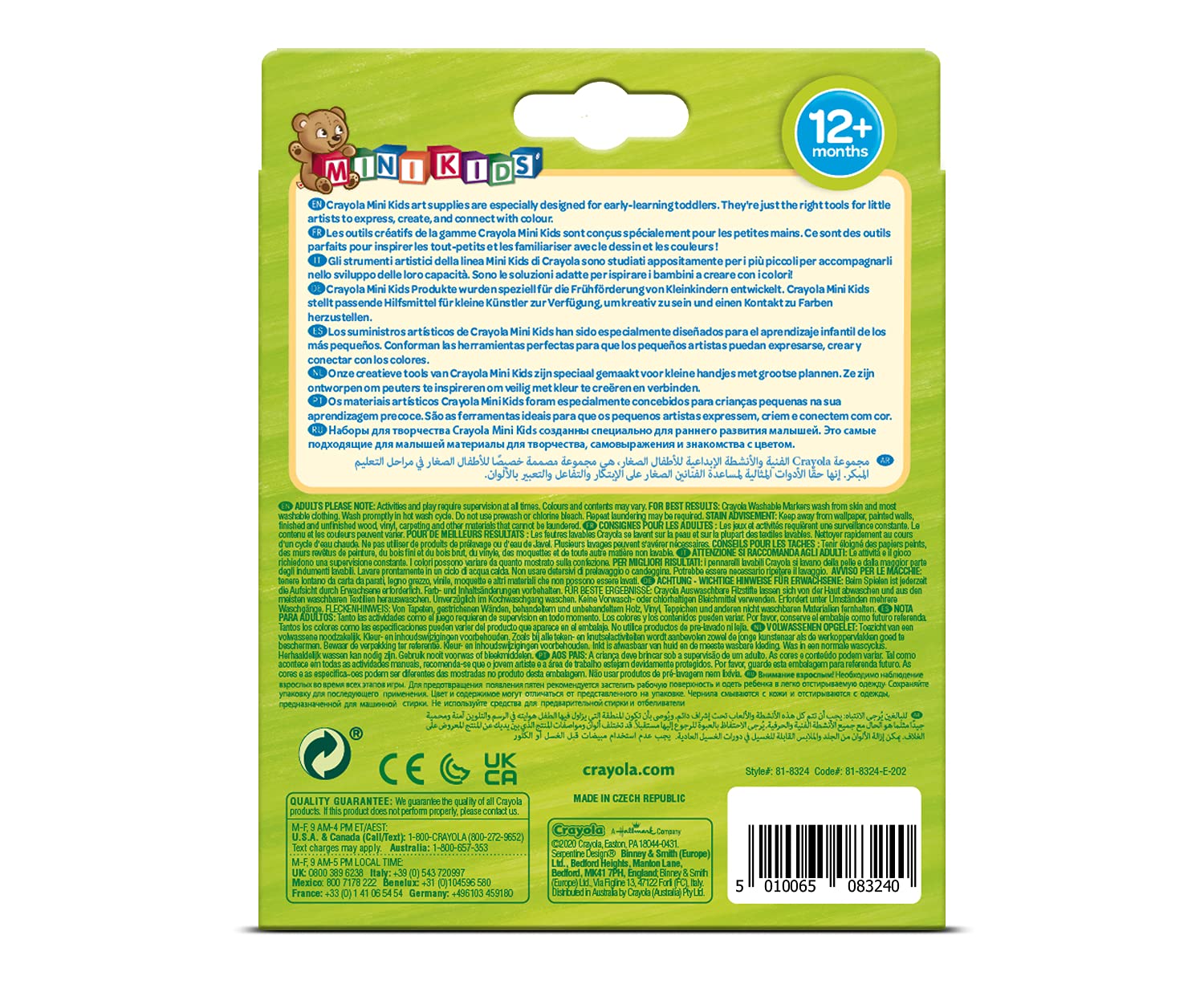 CRAYOLA Mini Kids - Kit di 8 Pennarelli Super Lavabili, Punta Arrotondata di Sicurezza, Colori Assortiti, Età consigliata: dai 12 mesi, 8324