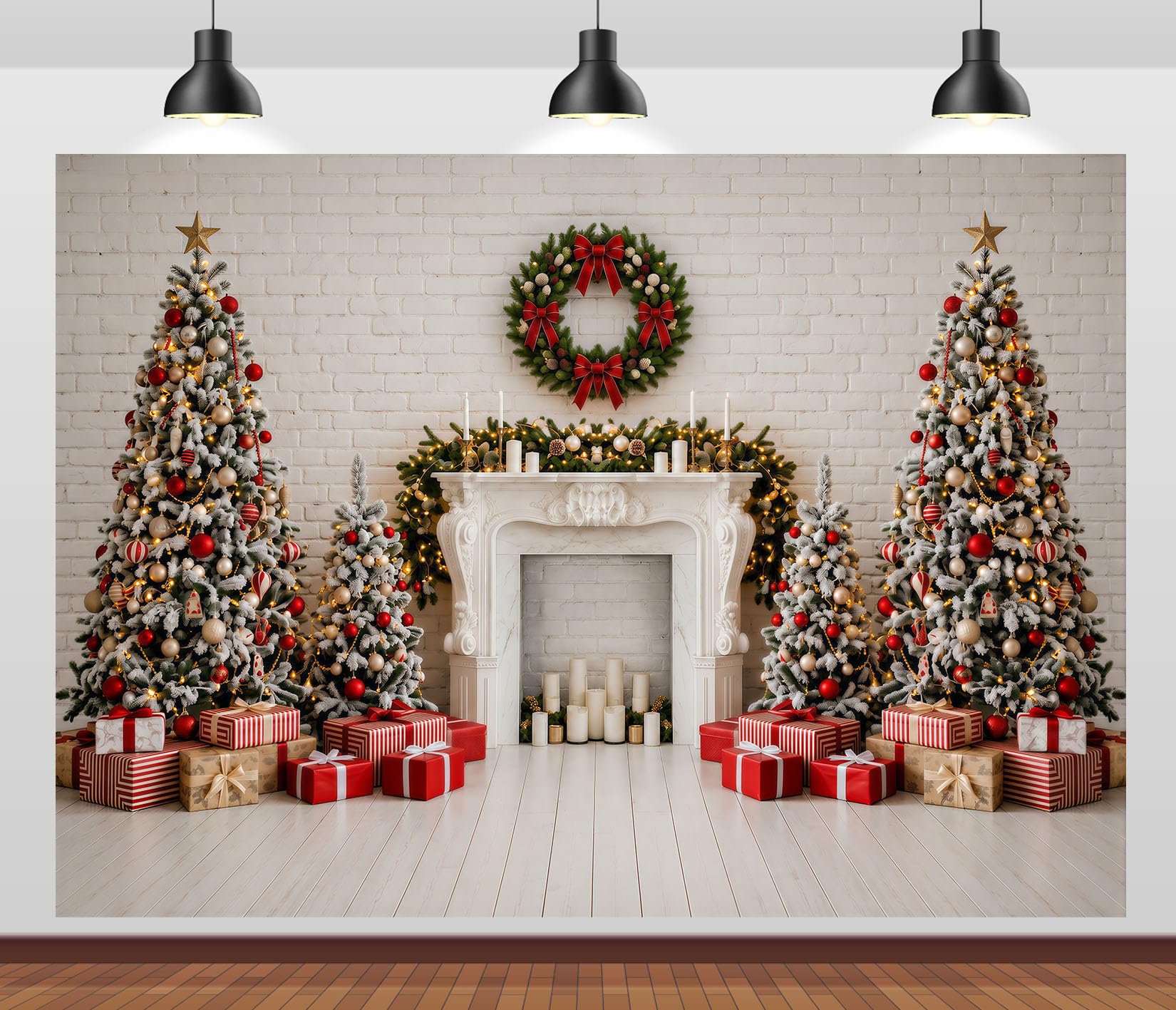 15x8FT Hogar Blanco Árbol de Navidad Fondo Fotográfico