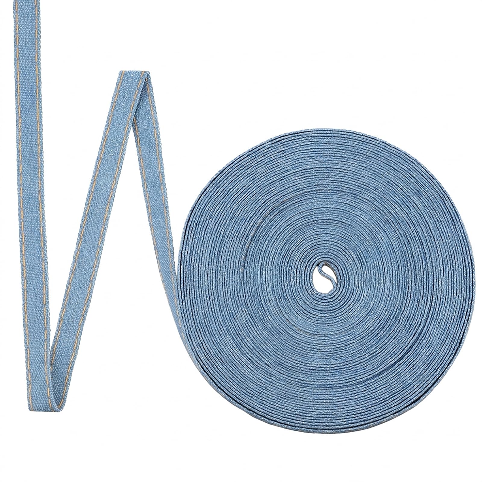 Photo 1 of 3/8" Blue Jean Ribbon, 10.9Yards Light Blue Denim Ribbon Fabric Craft Strip for Sewing Making Clothing Accessories, Bag Hats Decor, DIY Making Hair Clip