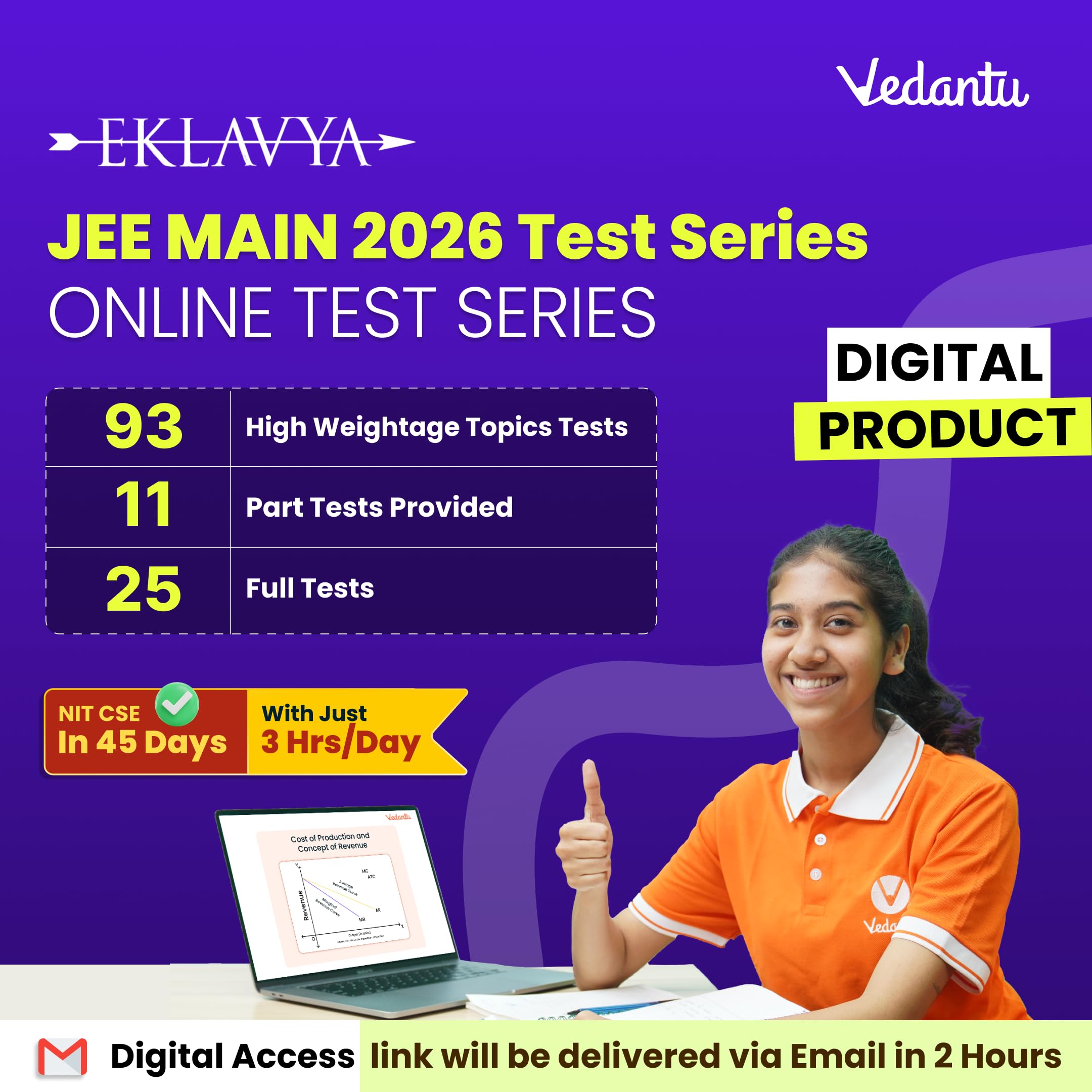 Vedantu Eklavya JEE Main 2026 Online Test Series – Digital Access | 93 Topic Tests, 11 Part Tests, 25 Full Syllabus Mock Tests | Email Delivery in 2 Hours (No Physical Product)