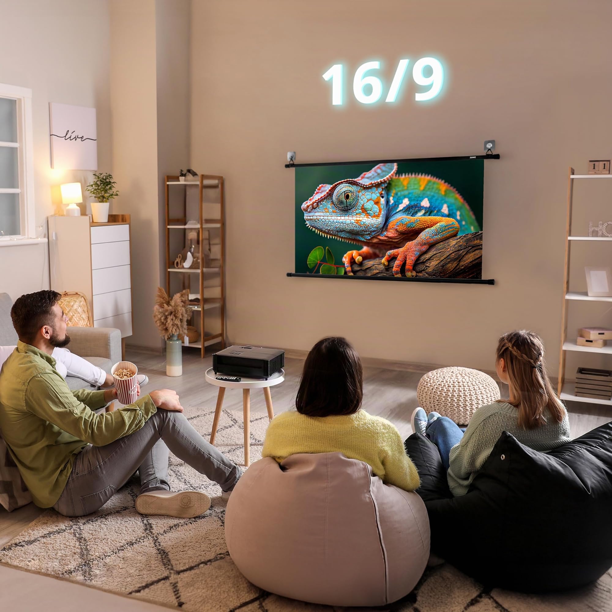 Duronic BPS40 Leinwand | 4:3 Hängeleinwand 40" Zoll 81 x 61 cm | Heimkino mit 4K Full HD 3D | Gain 1.0 | Projektionsleinwand für Wandmontage | Beamerleinwand für Büro Präsentationen, Schulen