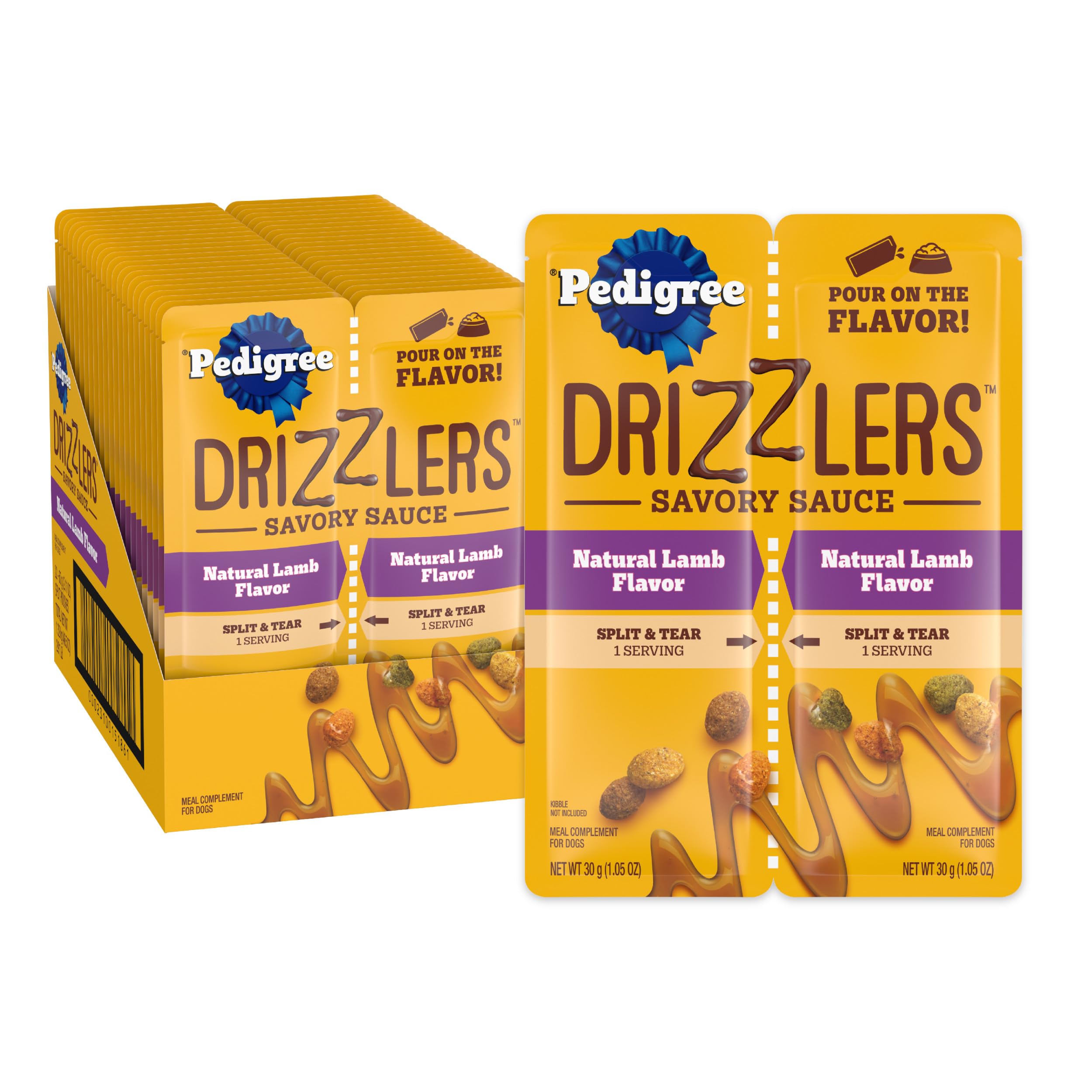 Pedigree Drizzlers Savory Sauce Wet Dog Pouch, Lamb Flavor, 22 Count