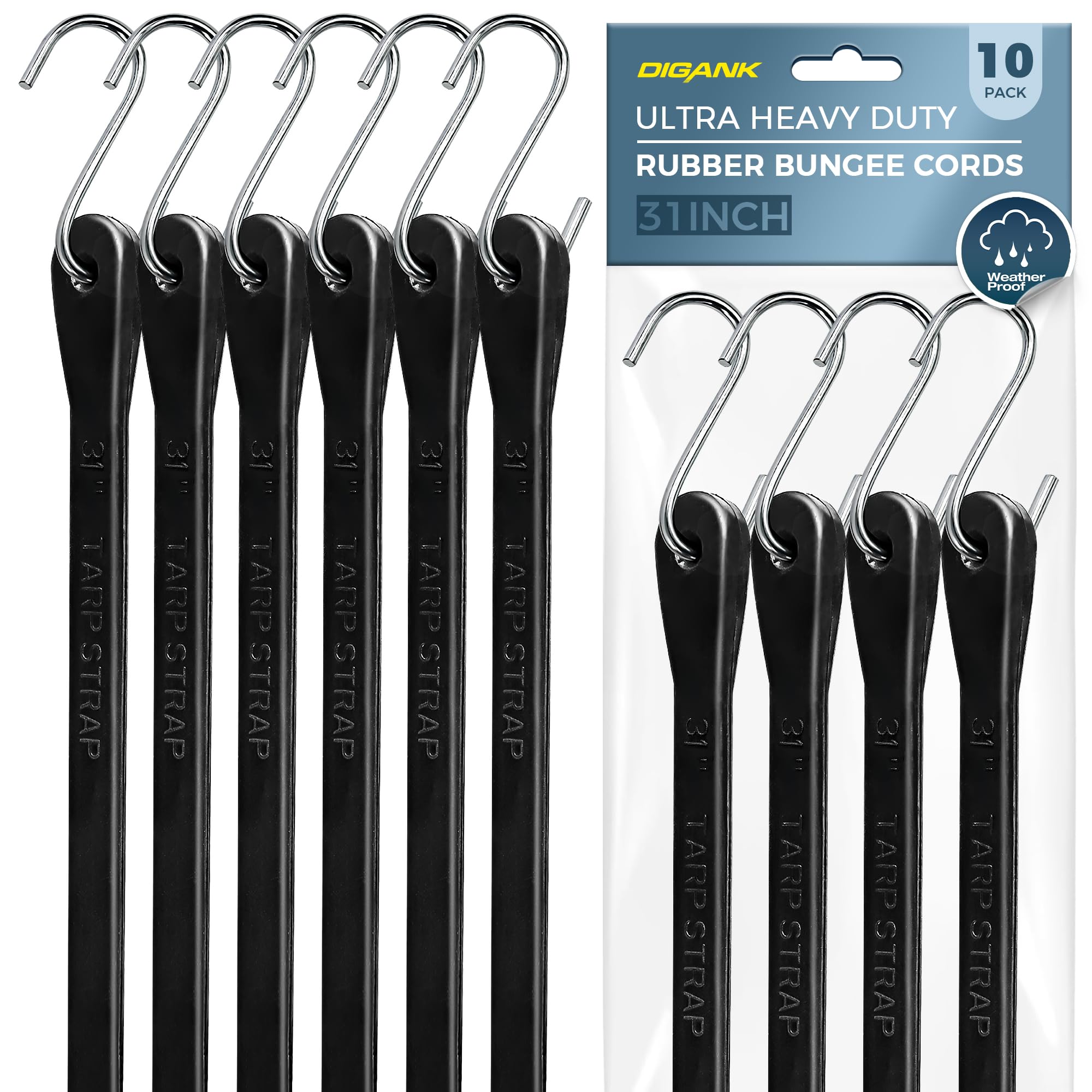 Lot de 10 tendeurs avec crochets de 78,7 cm