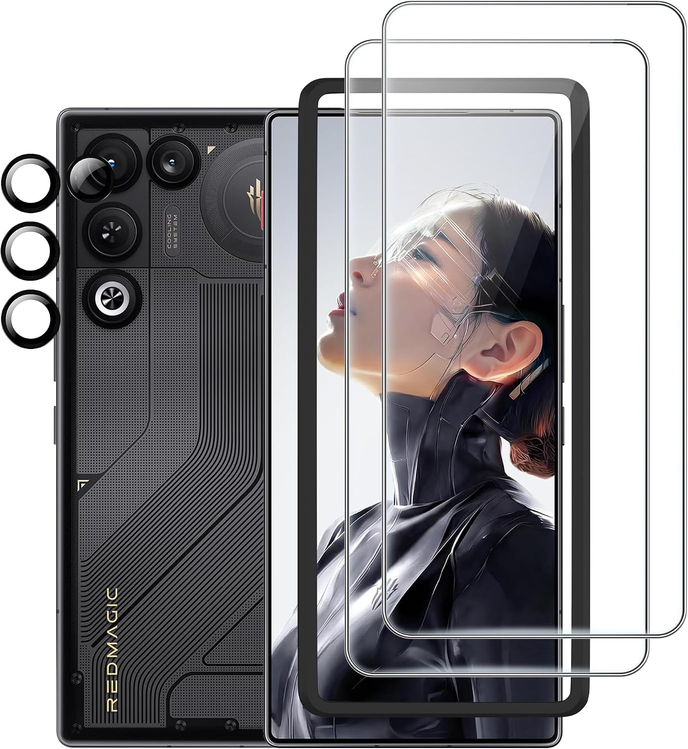 Fitudoos Tempered Glass Screen Protector for Red Magic 11 Air + Camera Tempered Glass Screen Protector [1 Piece] + Easy Installation Tool [9H Hardness] [0.33 mm] [Ultra Clear] [No-Bubble]