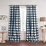 Elrene Home Fashions Farmhouse Living Grainger Buffalo-Check Blackout Window Curtain, Living Room and Bedroom Drape with Rod Pocket Tabs, 52" x 84", Chambray, 1 Panel