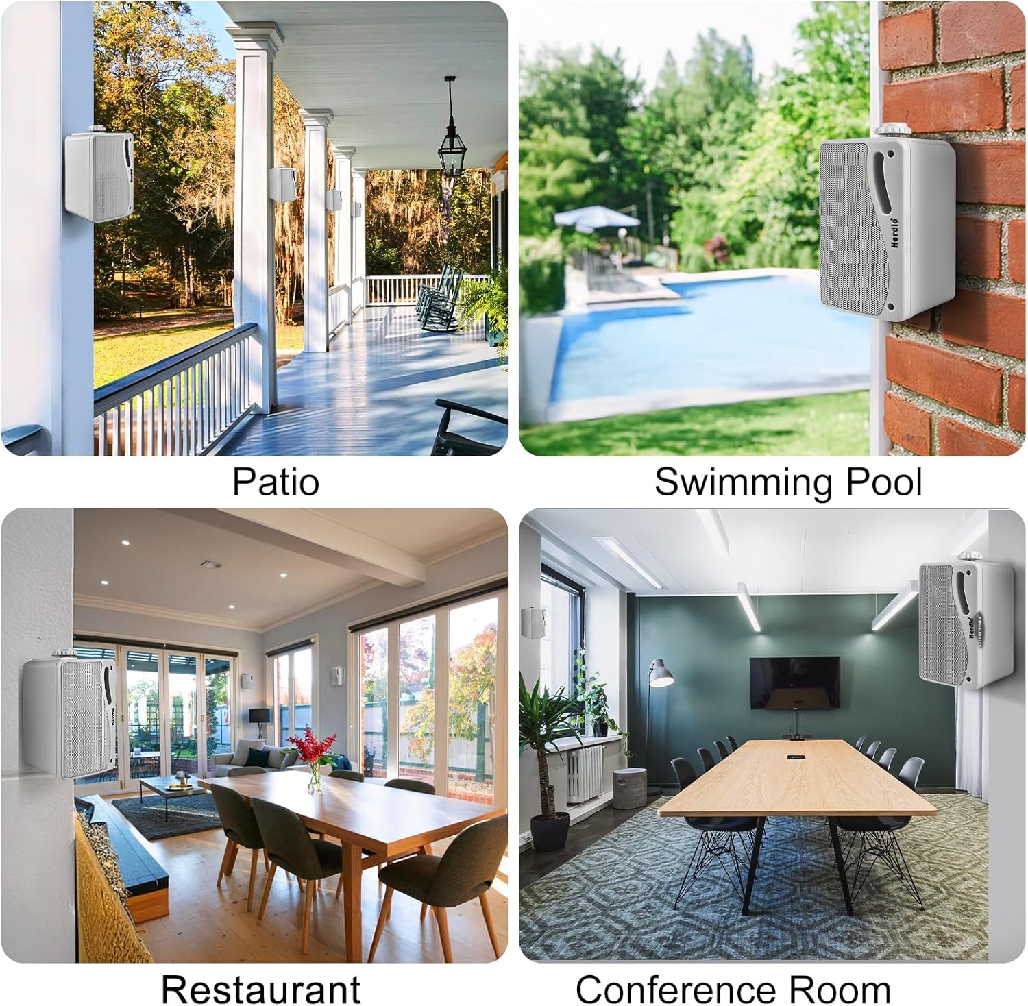 Herdio 3.5 Inch Passive Outdoor Speakers Wired Waterproof Wall Mount Speakers with 400W Superior Sound, All-Weather Durability, for Home Patio Garden Marine Boat Garage Indoor,4-Pack White - Image 9