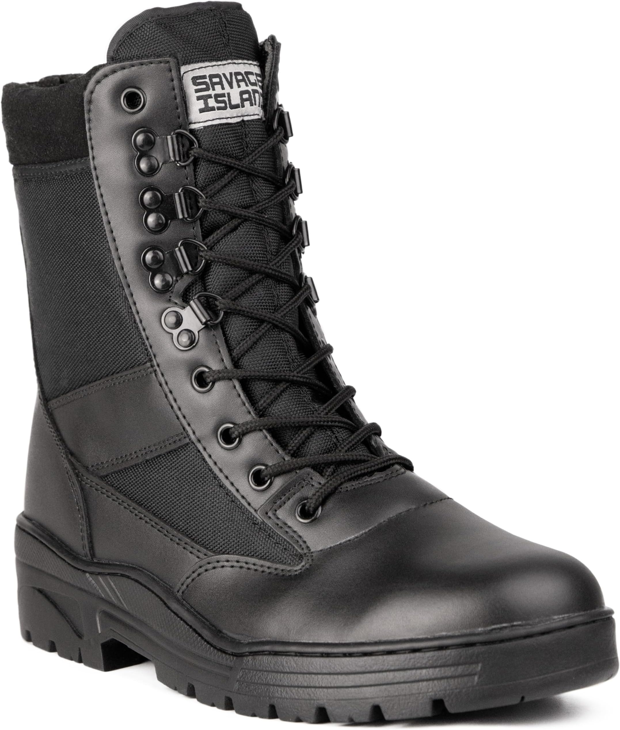 – Combat Boots Black Leather Side Zip Army