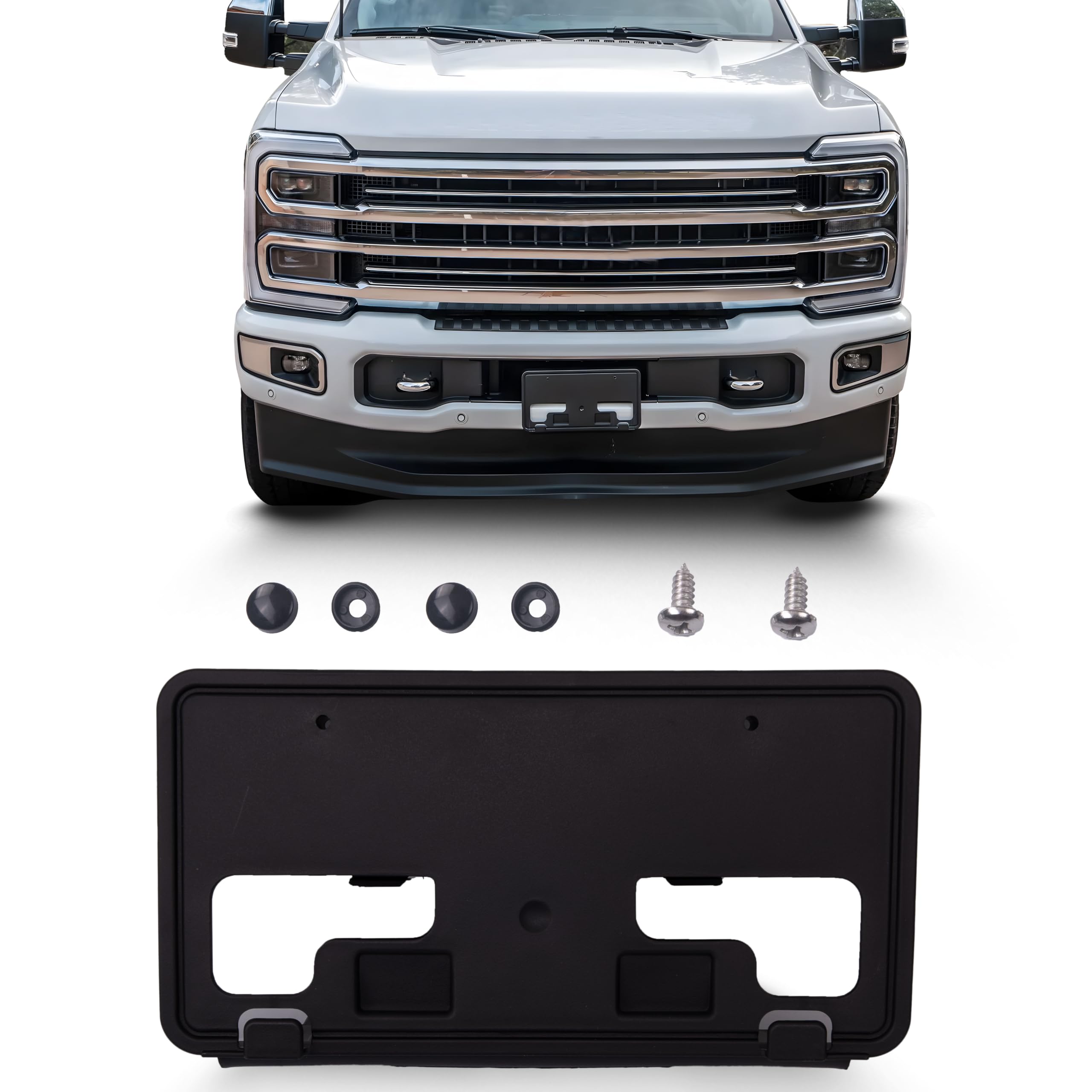 WOZUA Front Bumper License Plate Brackets Holder Mounting for Ford Super Duty F250 F350 F450 F550 F-250 F-350 F-450 F-550 F-600 2023-2025 PC3Z-17A385-
