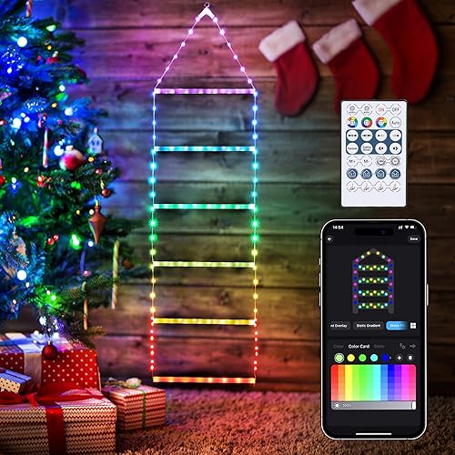 Miniatura 13 de Toodour - Luces de decoración navideña, 1 m de luces decorativas RGB inteligentes de Navidad con Santa Claus, luz de escalera controlada por Rgb