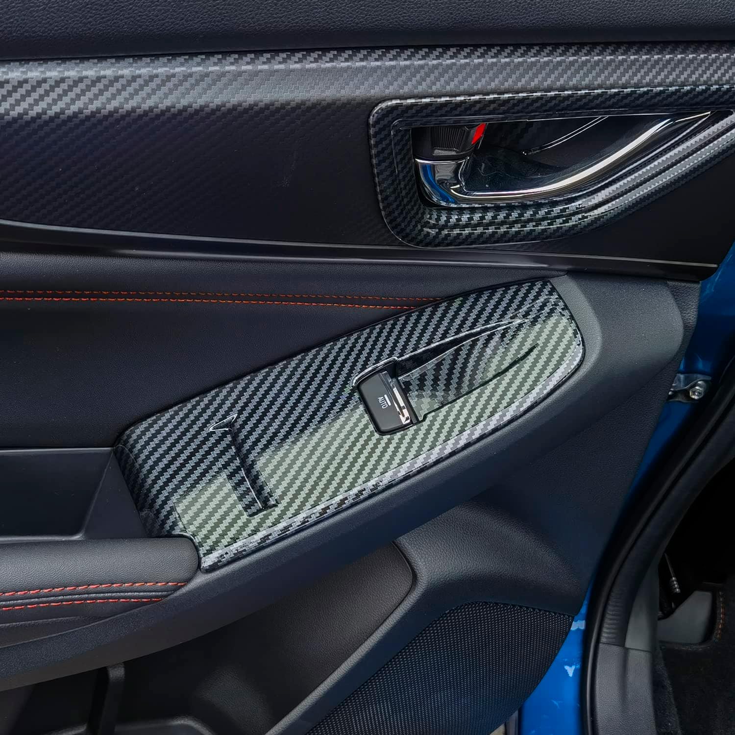 for Subaru WRX VB 2022-2024 LHD Carbon Fiber Black Inner Door Armrest Frame Trim 4pcs Car Accessories
