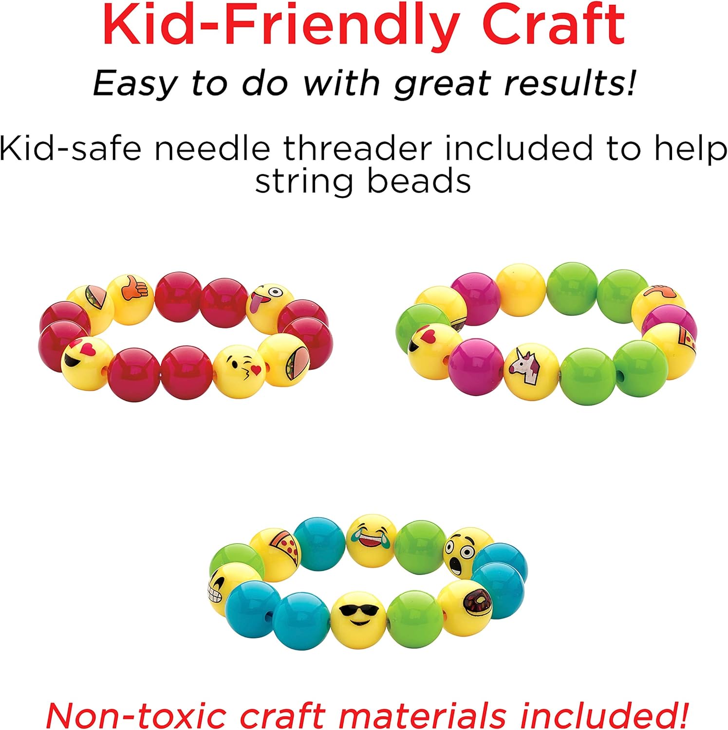 Creativity for Kids Emoji Bracelets, Makes 5 Bead Bracelets - Arts and Crafts Jewelry Making for Kids : Everything Else