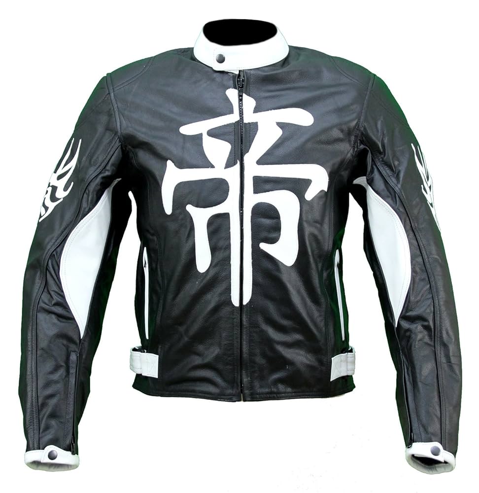 KC002 Karno Demon Japan Leather Motorcycle Quad Jacket Black