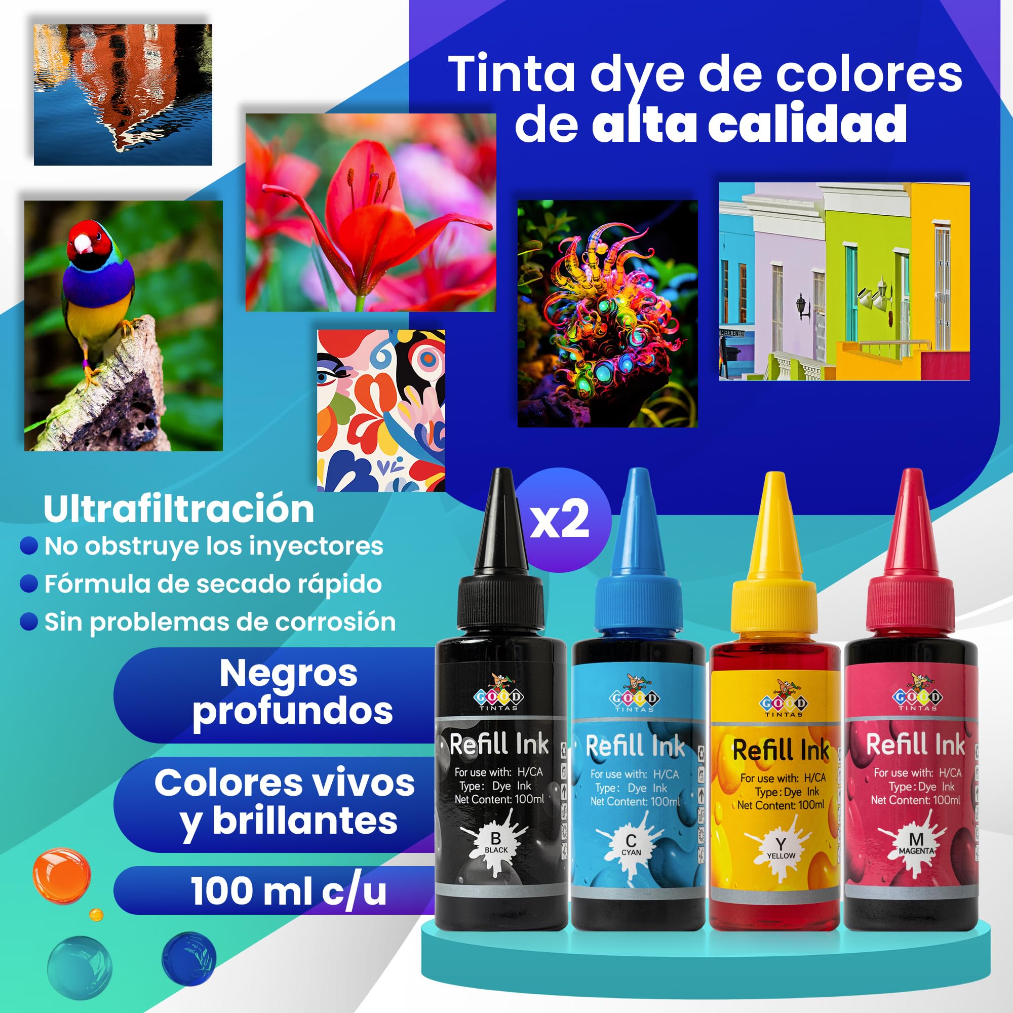 Kit de recharge d'encre 500 ml Compatible pour cartouches d'encre Canon PG-545 ou 545XL, CL-546 ou 546XL, PG-512, PG-510, CL511, CL-513, avec accessoires + 50 ml de nettoyage têtes