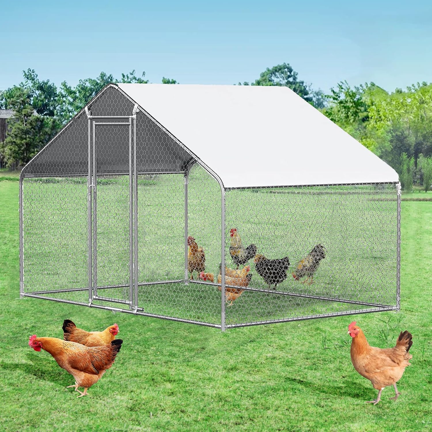MODCART Large Metal Chicken Coop Chicken Run, Chicken Pen