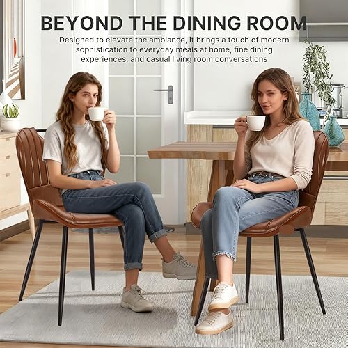 Miniatura 2 de Juego de 4 sillas de comedor, modernos juegos de cocina para cena, cómoda silla de comedor con patas de metal, respaldo ergonómico, función