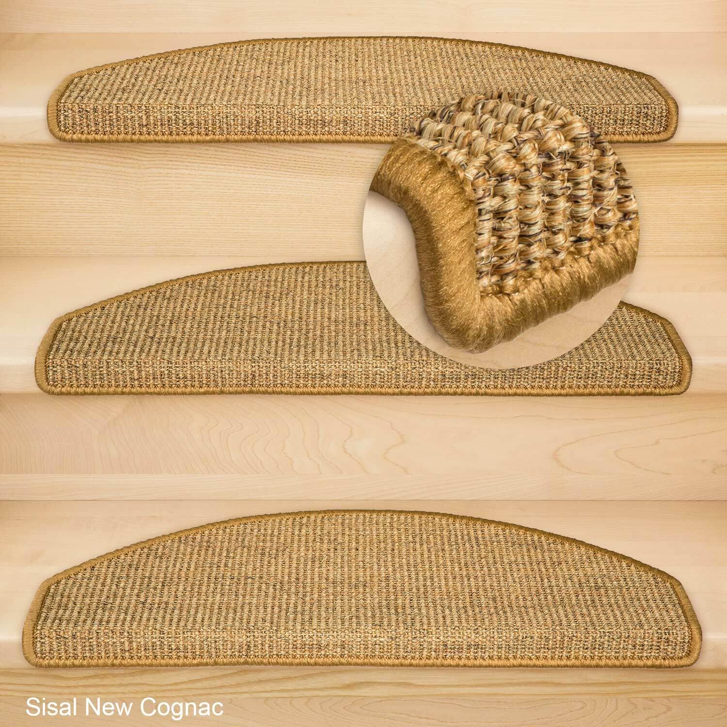 Kettelservice-Metzker® Stufenmatten Sisal New Halbrund in versch. Farben und Set Varianten Cognac 14 Stück