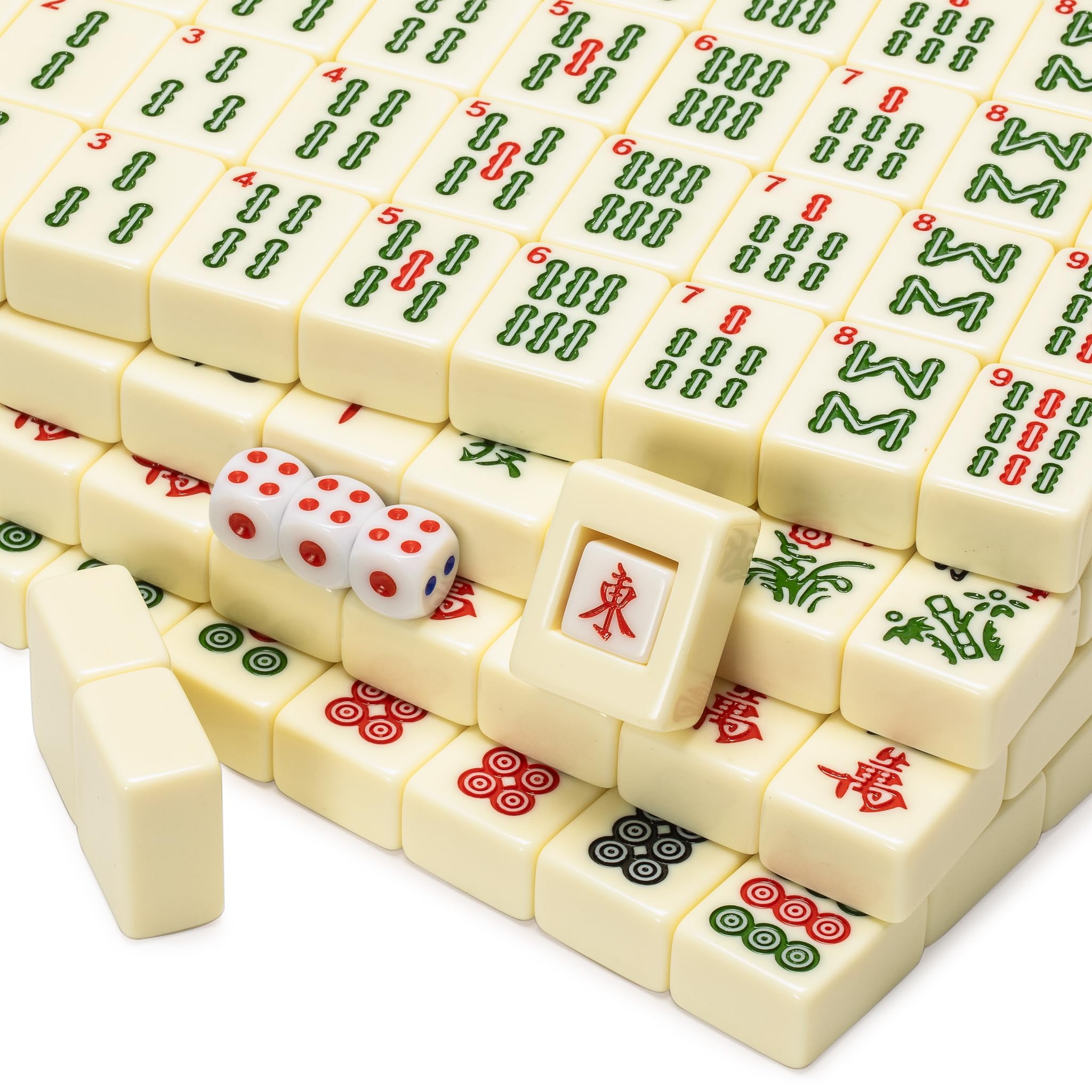 Yellow Mountain Imports Juego de Mahjong Chino “Bleau Fontaine” con 146 fichas Medianas y Estuche de Vinilo Azul — Solo para Juego Estilo Chino [「「碧蘭楓丹」中國麻將]