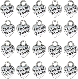Antique Bronze Pendant Thank You Heart Charms, 100pcs, 10*12mm, Antique Silver, Jewelry Making Charm