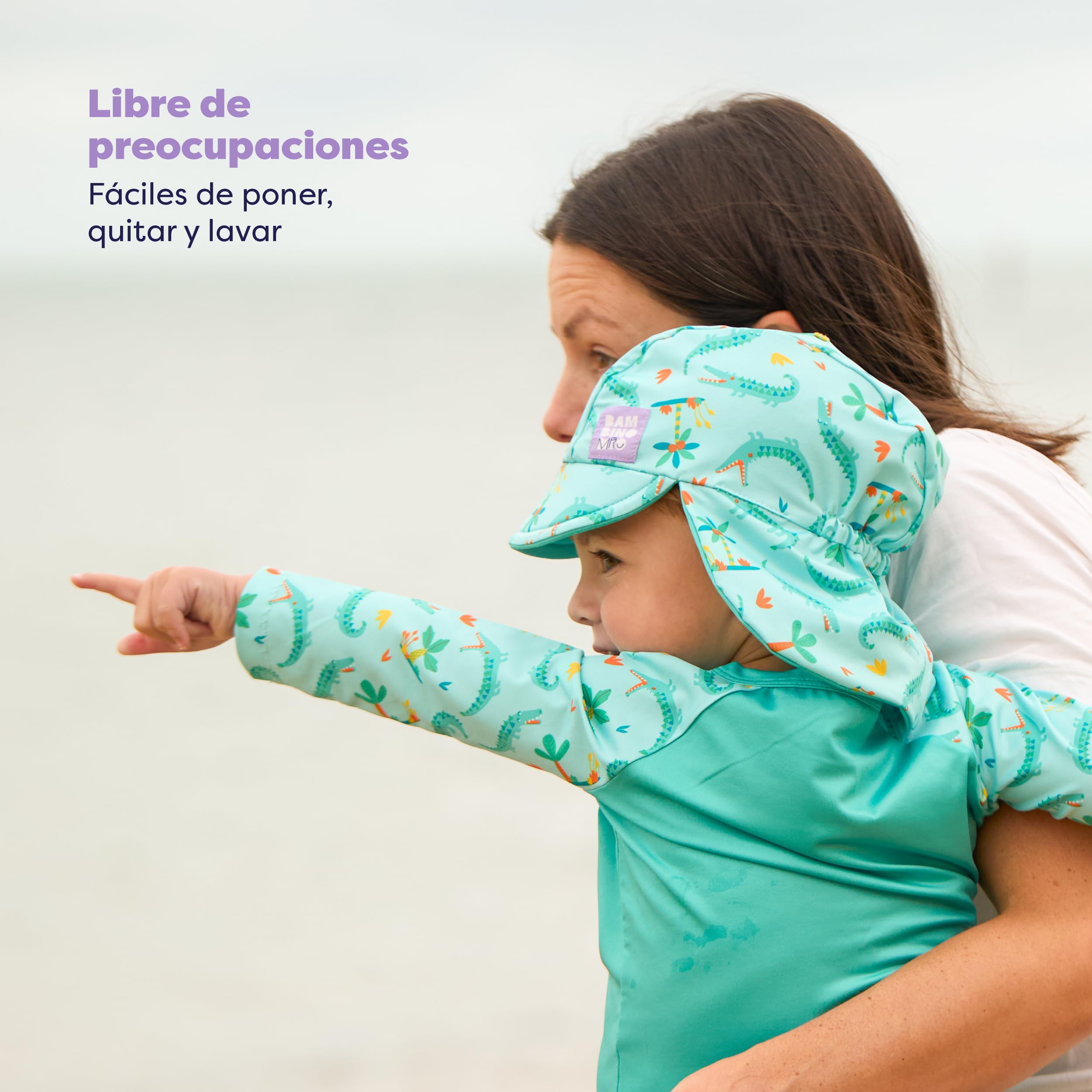 Bambino Mio Conjunto de pañales de natación reutilizables para bebé y niño pequeño unisex (1-2 años) COCODRILO ASTUTO, protección UPF 40+ | pañales de baño, camiseta y gorro de baño