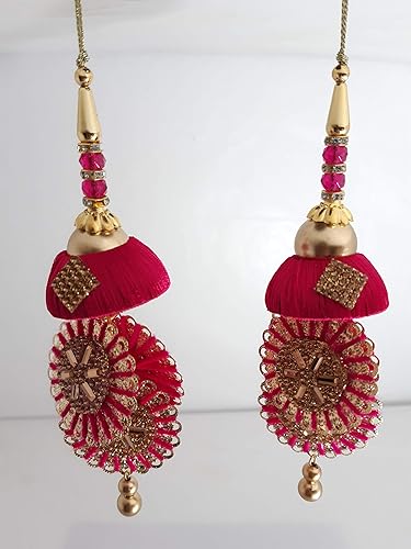 Miniatura 2 de Juego de 5 aretes Jhumka Jhumki  joyería latkan para vestido tradicional de fiesta estilo latkan para trajes iniciales blusa color sari chundi