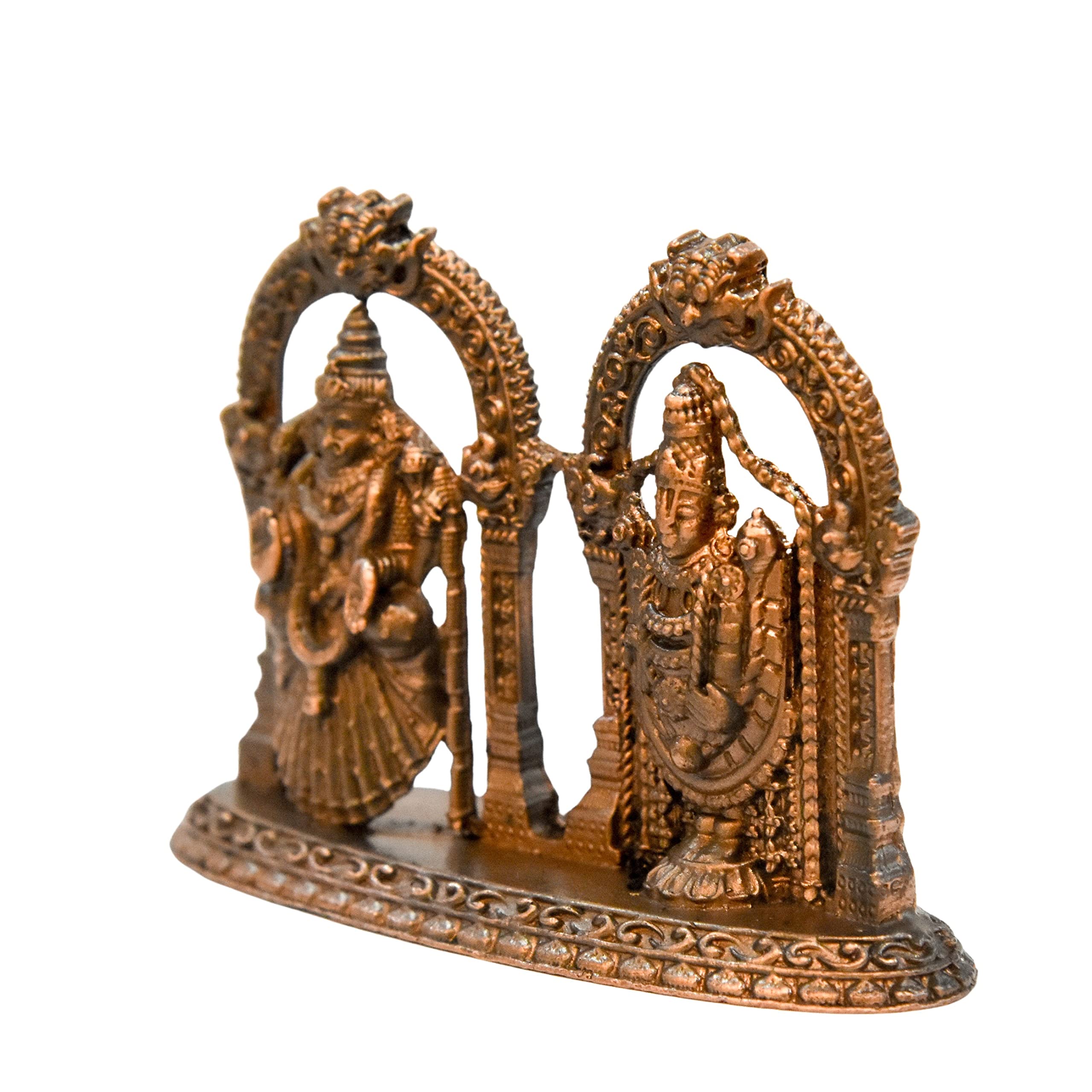 Handmade Copper Balaji & Lakshmi Idol - Antique Finish -5
