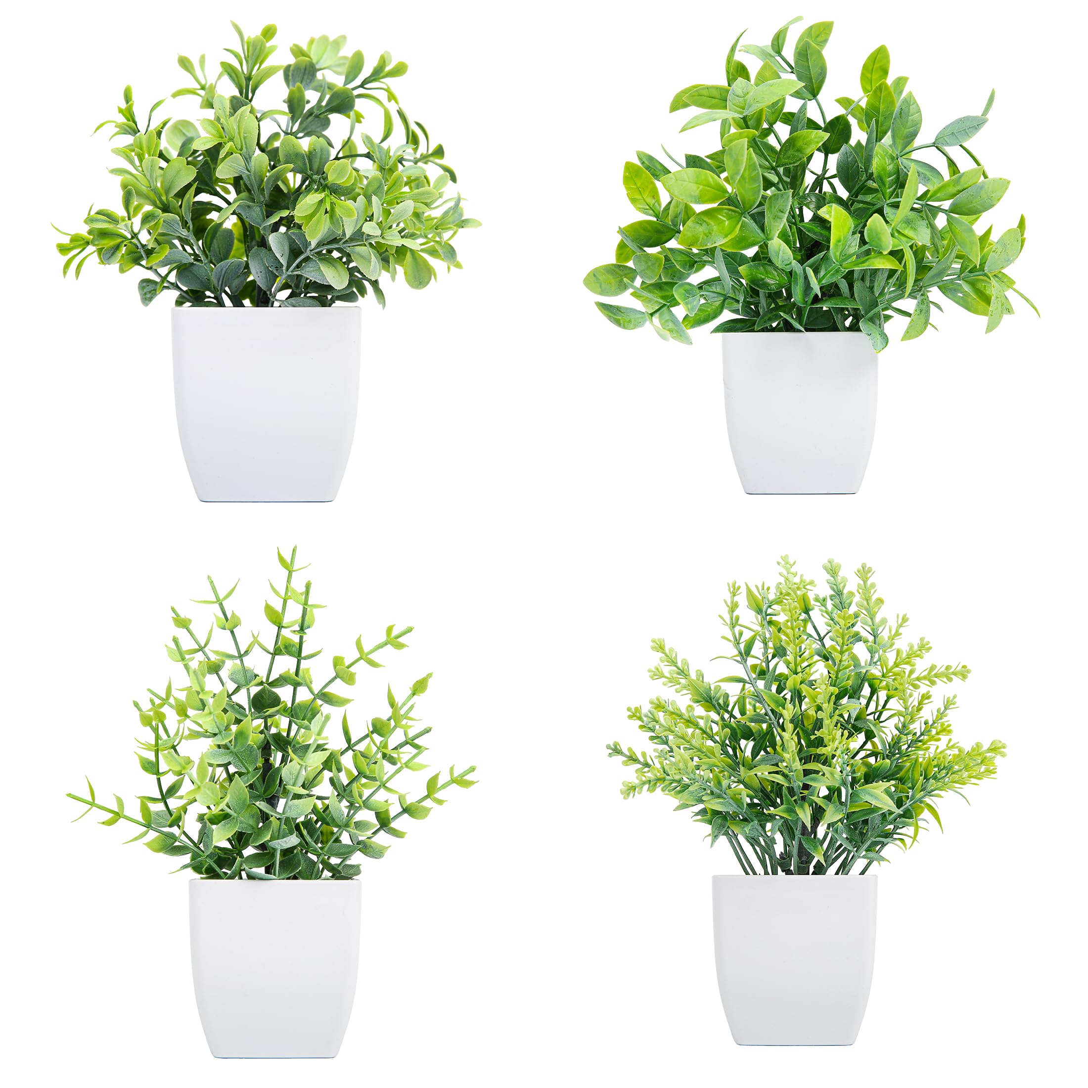 GJFWQC 4 PCS Mini Artificial Plants with Pots for Home Office Decor
