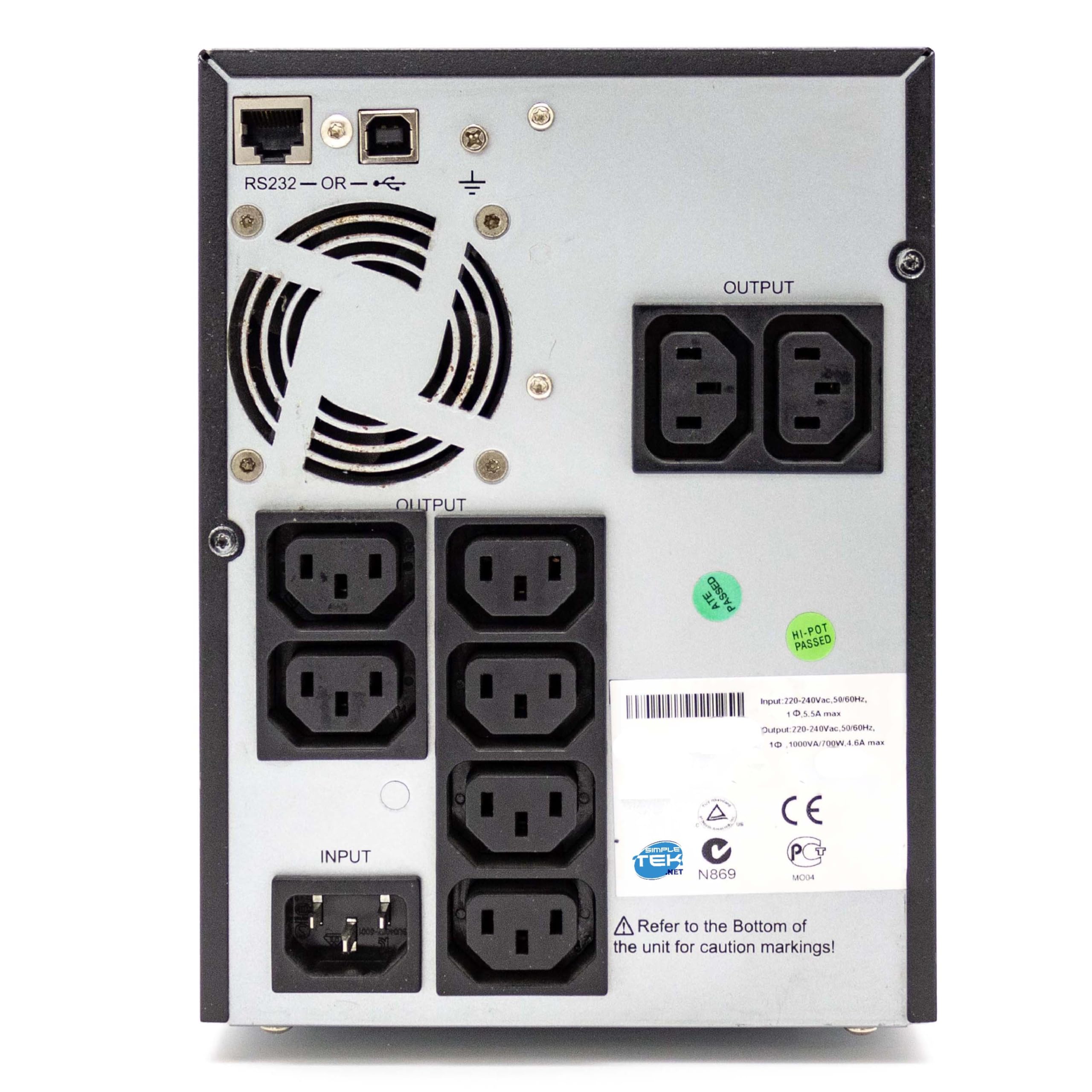 SIMPLETEK - Gruppo di continuità UPS Tower 1000VA 8 prese IEC C13 avr con presa usb o RS232/LAN Onda Sinusoidale (Ricondizionato)