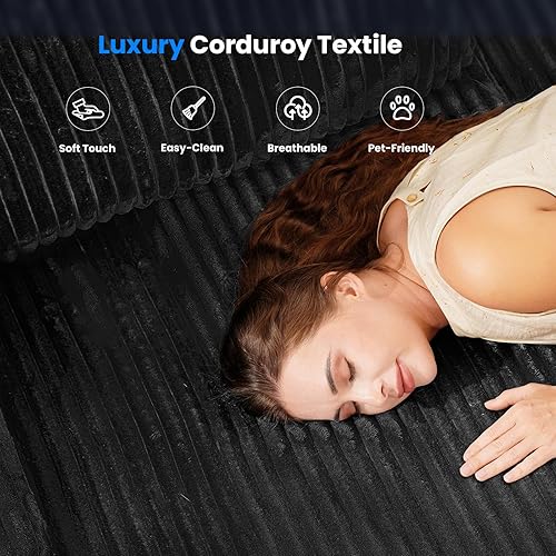 Miniatura 7 de Sofá modular de 106 pulgadas con respaldo alto, sofá modular en forma de L, diván convertible izquierdo o derecho, pana nube, sofás sin hueso,