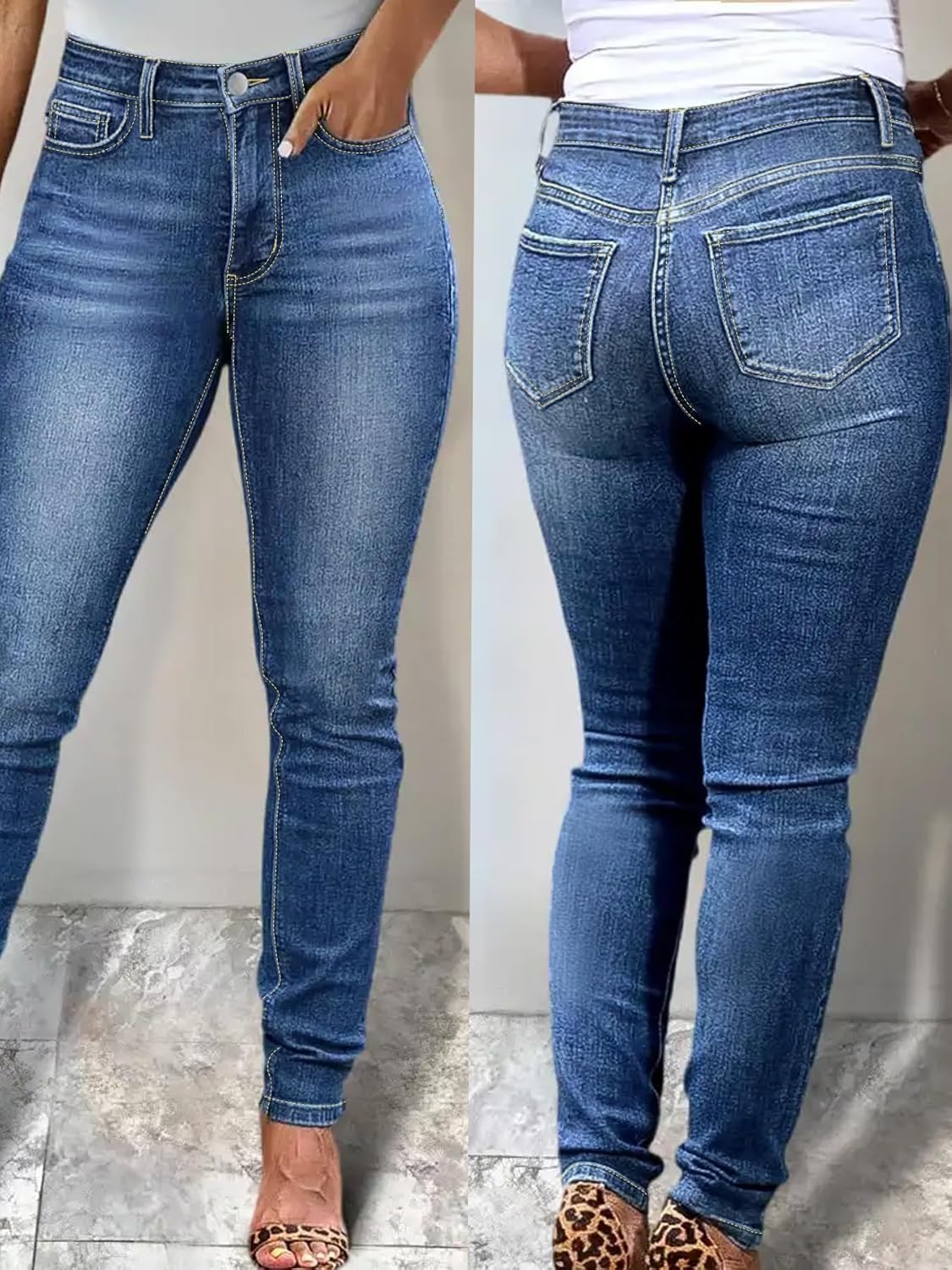 Cuyulitcik Plus Size Jeans for Women Stretchy Curvy Skinny High Waisted Ankle Pants, Stretch Denim with Curvy Fit