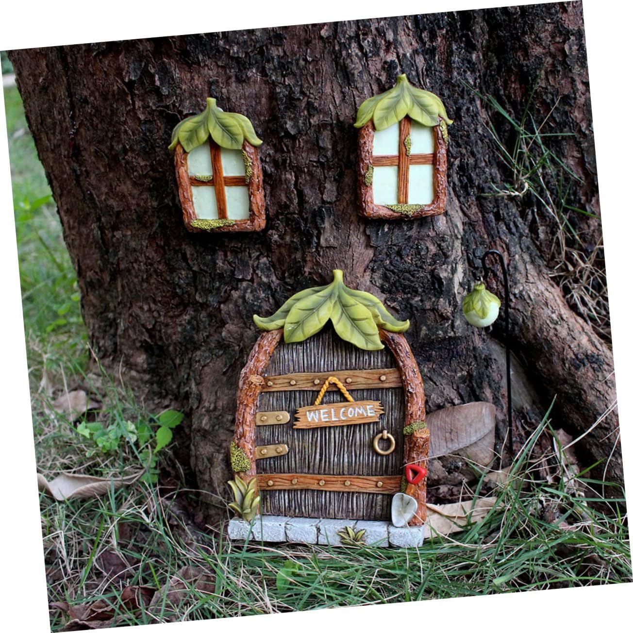 4pcs Glow- Decorations for Fairy Door Window Resin Ornament Small Tree Decor